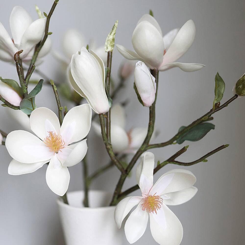 Prestige Botanicals 20" Artificial White Magnolia Tulip Stem