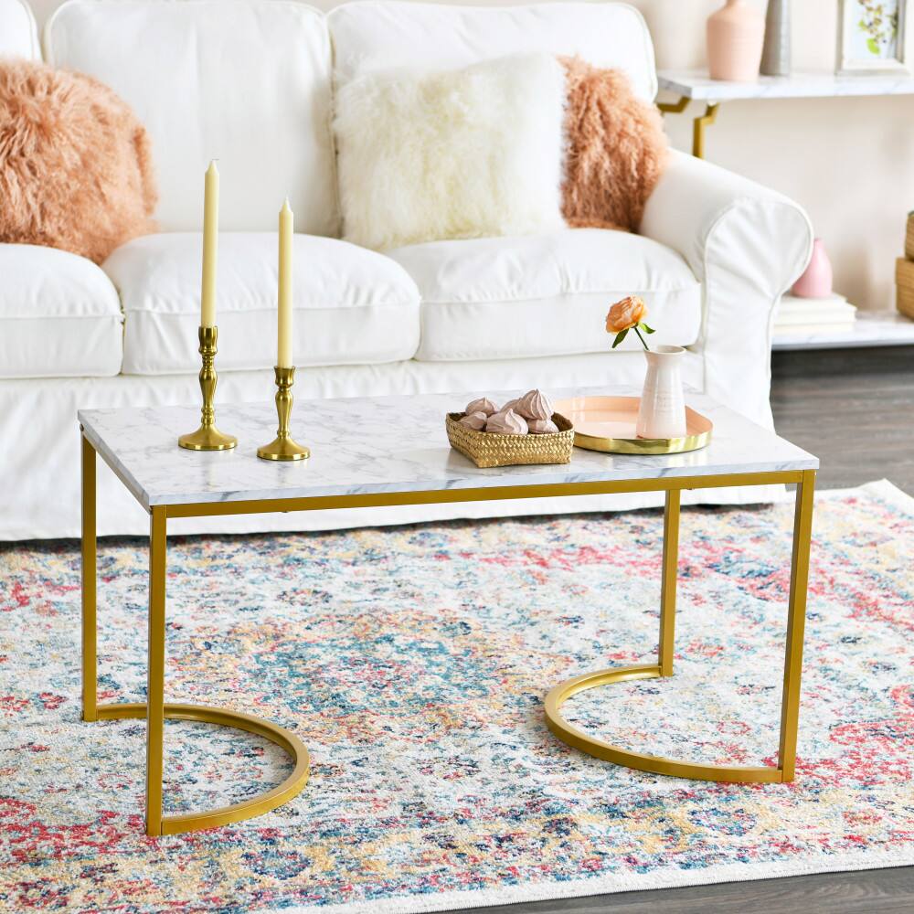 Household Essentials 39" Half Moon Rectangular Coffee Table