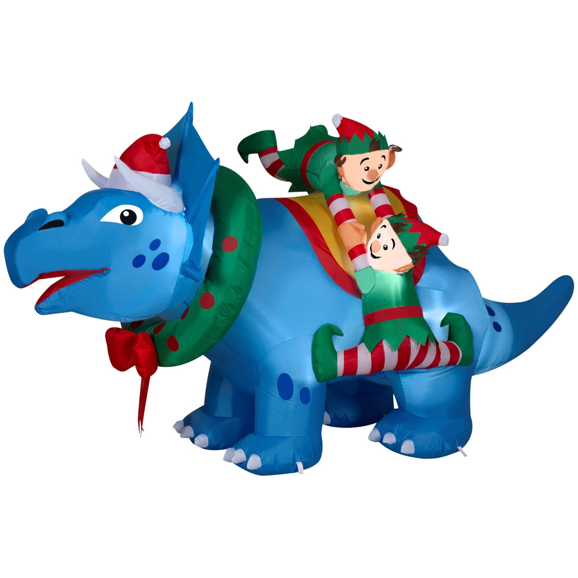 Airblown® 8.5ft. Christmas Inflatable Triceratops with Elves 