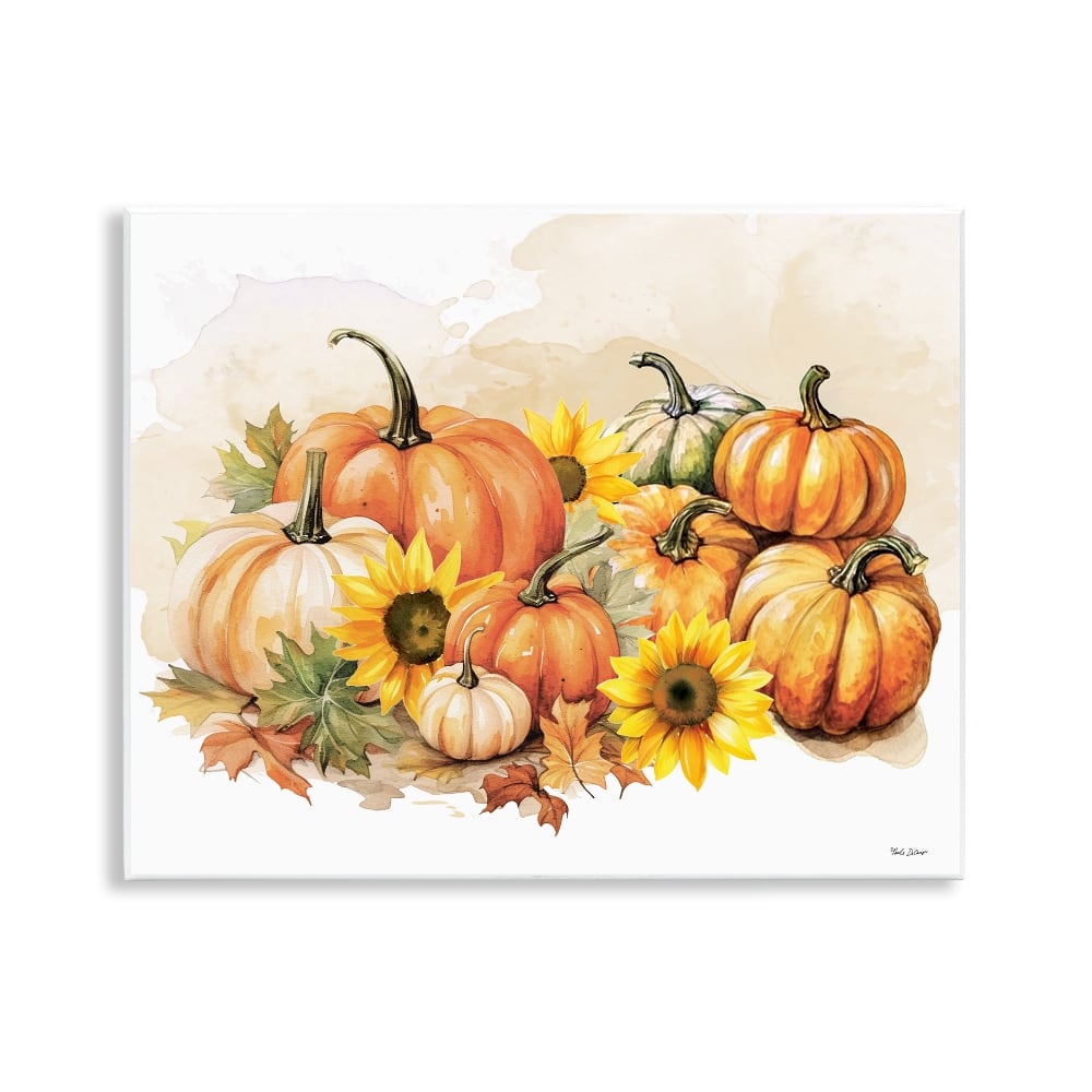 Stupell Industries 14" x 11" Pumpkin & Sunflower Bundle Wall Plaque Art