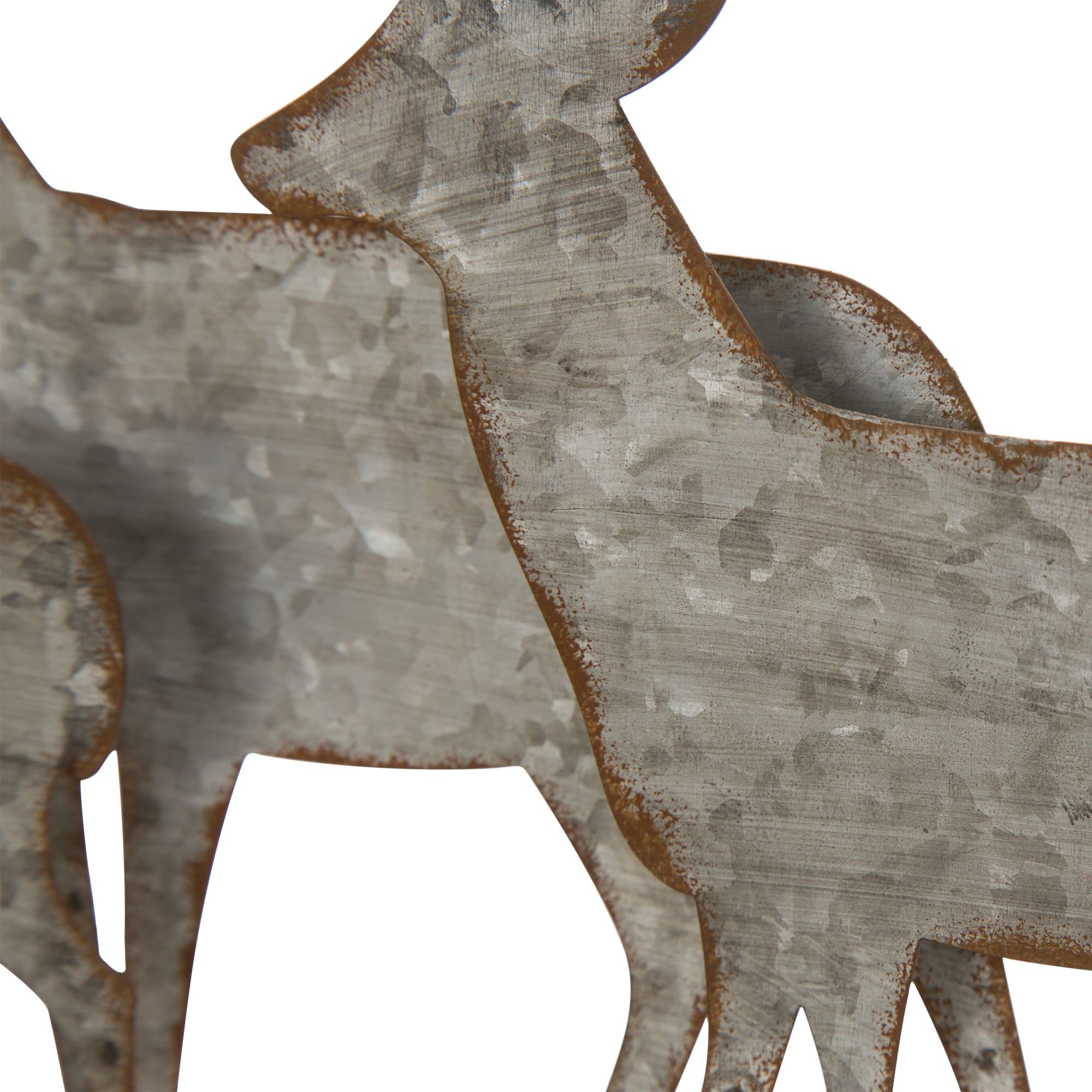 Glitzhome® 13" Galvanized Metal & Wood Reindeer Tabletop Décor