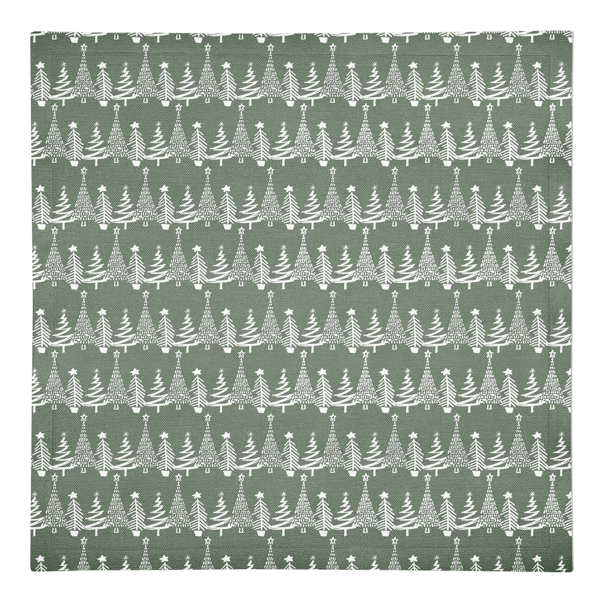 Sage Christmas Tree Pattern Cotton Twill Napkin