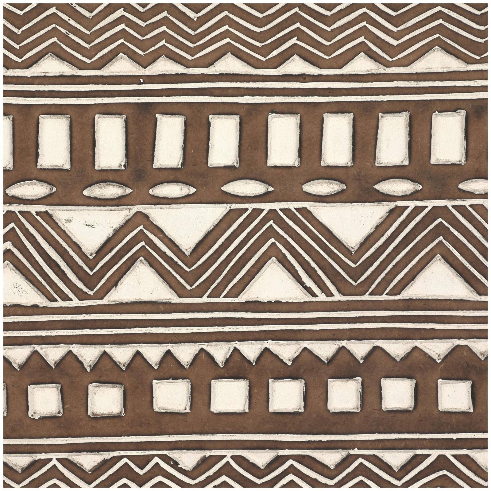 48" x 16" Brown Wood Handmade Intricately Carved Tribal Wall Décor