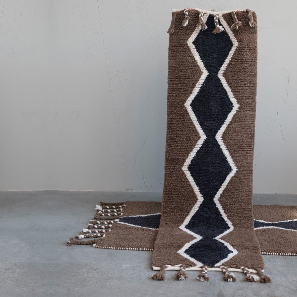 Hello Honey® Cotton and Wool Blend Rug with Pattern and Braided Tassels, 4ft. x 6ft.