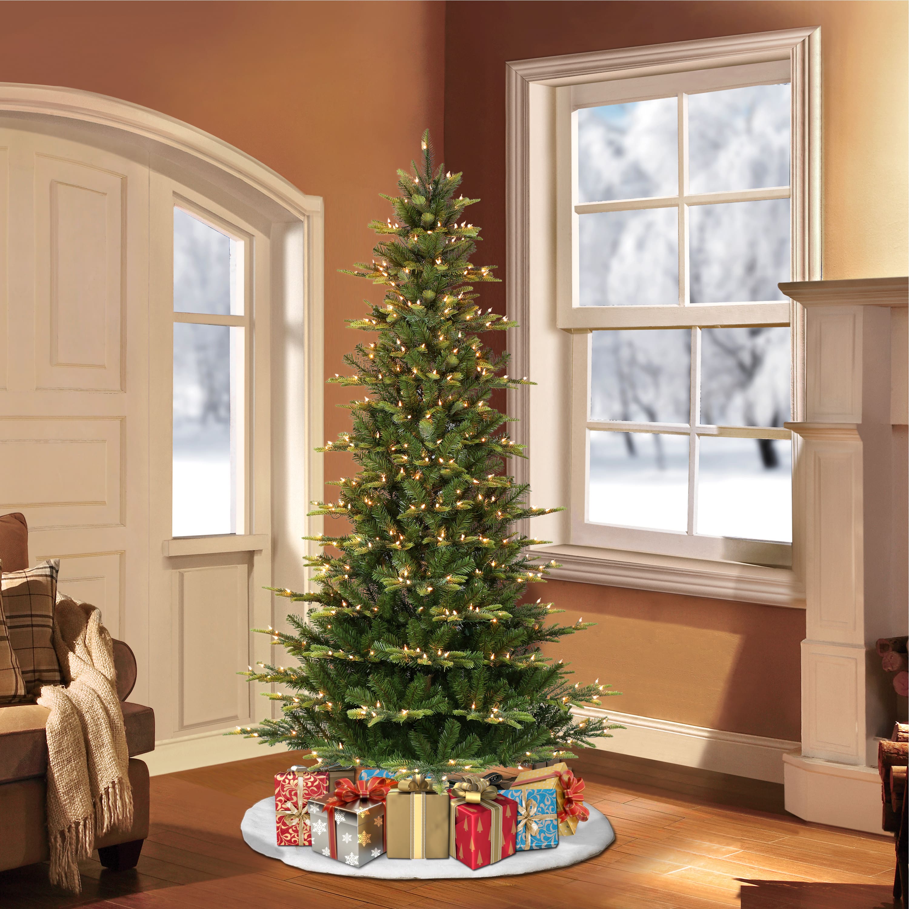 9ft. Pre-Lit Aspen Fir Artificial Christmas Tree, Clear Lights