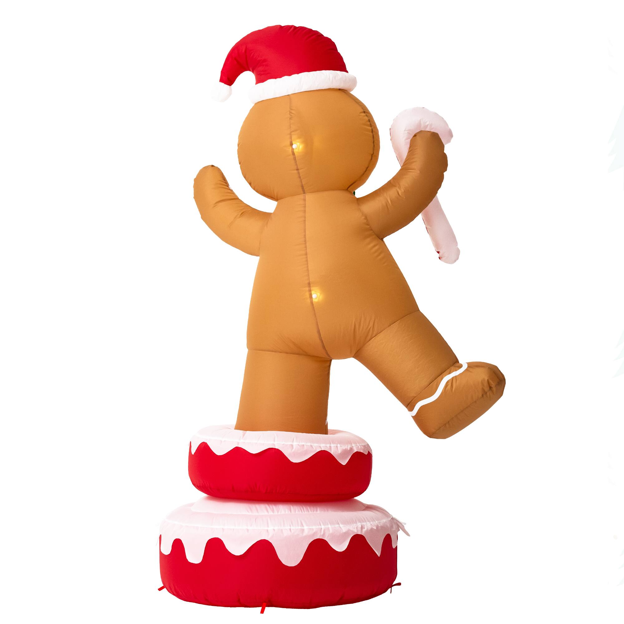 Glitzhome® 6ft. Lighted Inflatable Rotating Gingerbread Man Décor