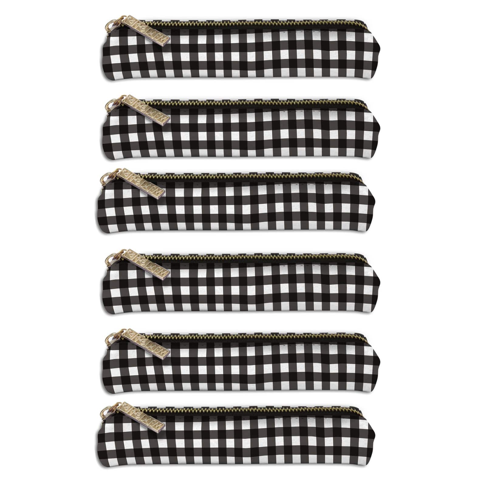Pukka Pads Black & White Buffalo Check Slim Pencil Cases, 6ct.
