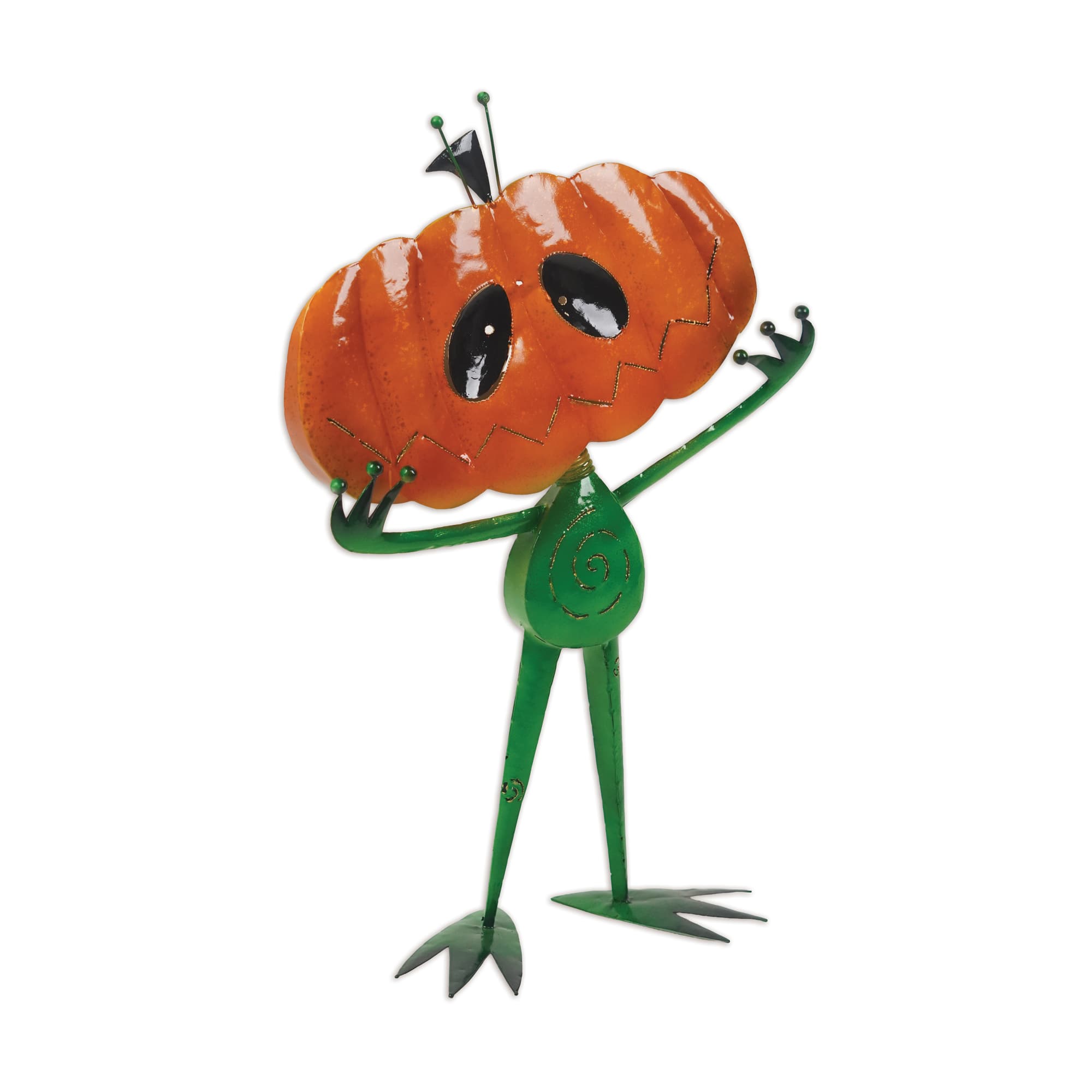 Sunset Vista Designs® 27" Whimsical Autumn Spice Solar Pumpkin Alien Sitter