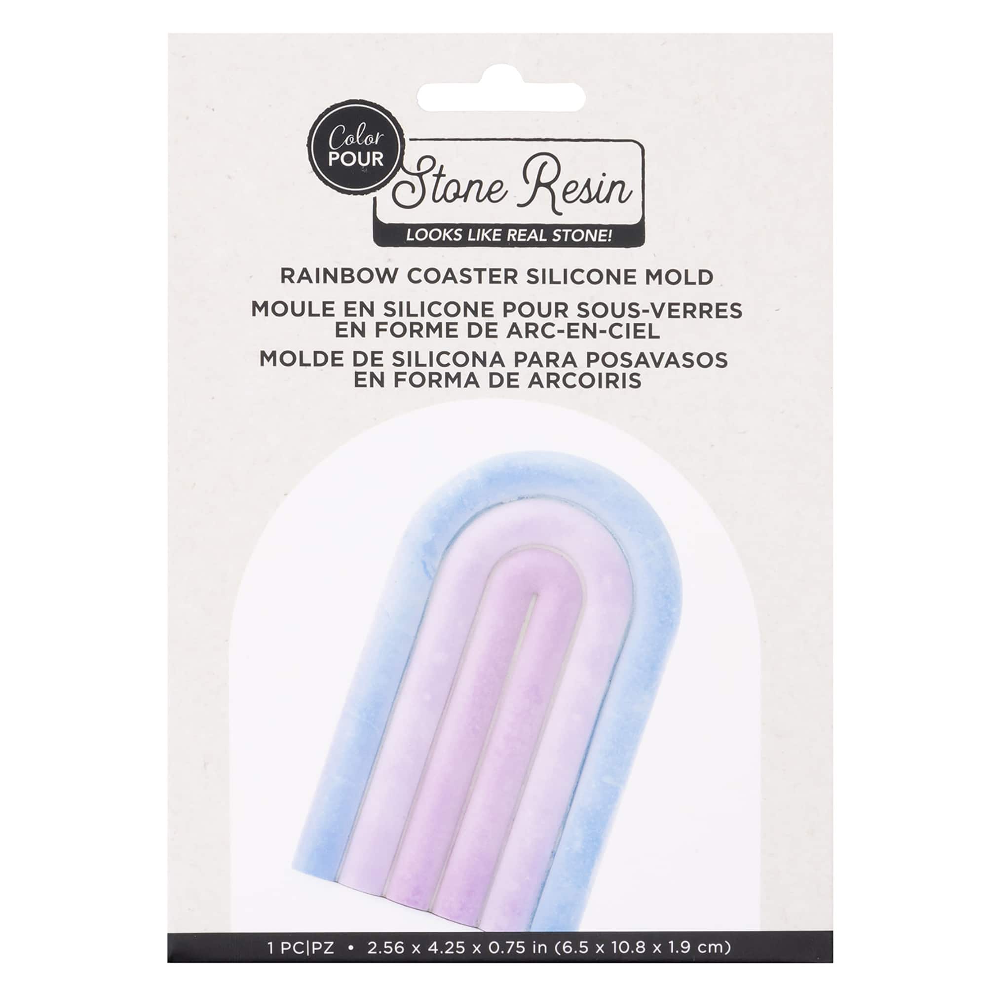 Color Pour Stone Resin Rainbow Coaster Silicone Mold