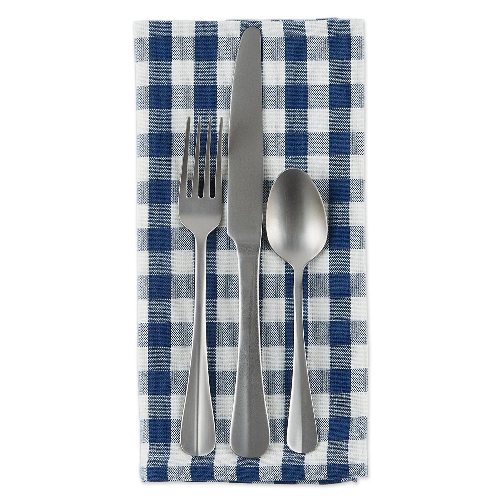 DII® Navy & Off White Gingham Cotton Napkins, 4ct.