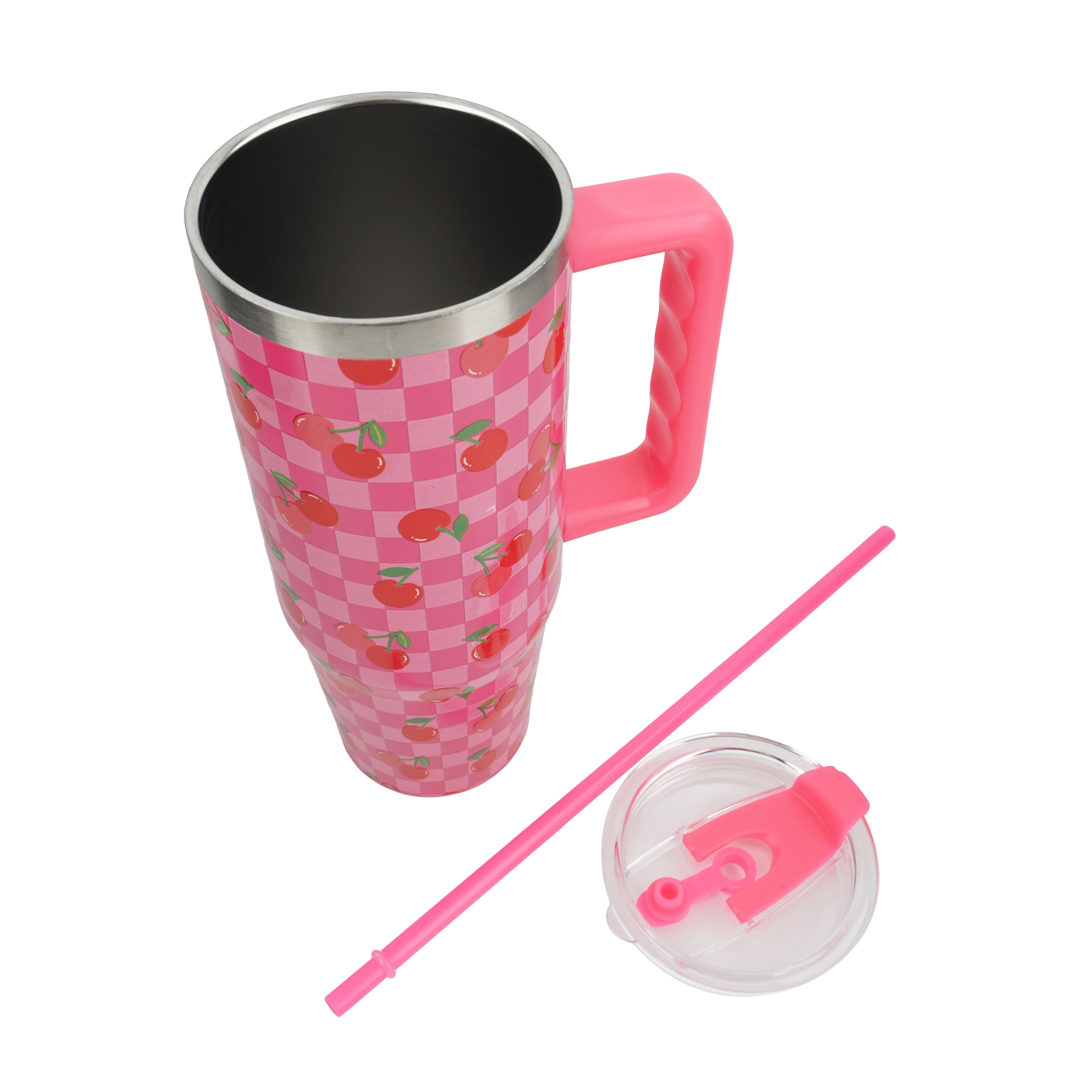 30oz. Pink Cherry Stainless Steel Insulated Tumbler by Celebrate It™