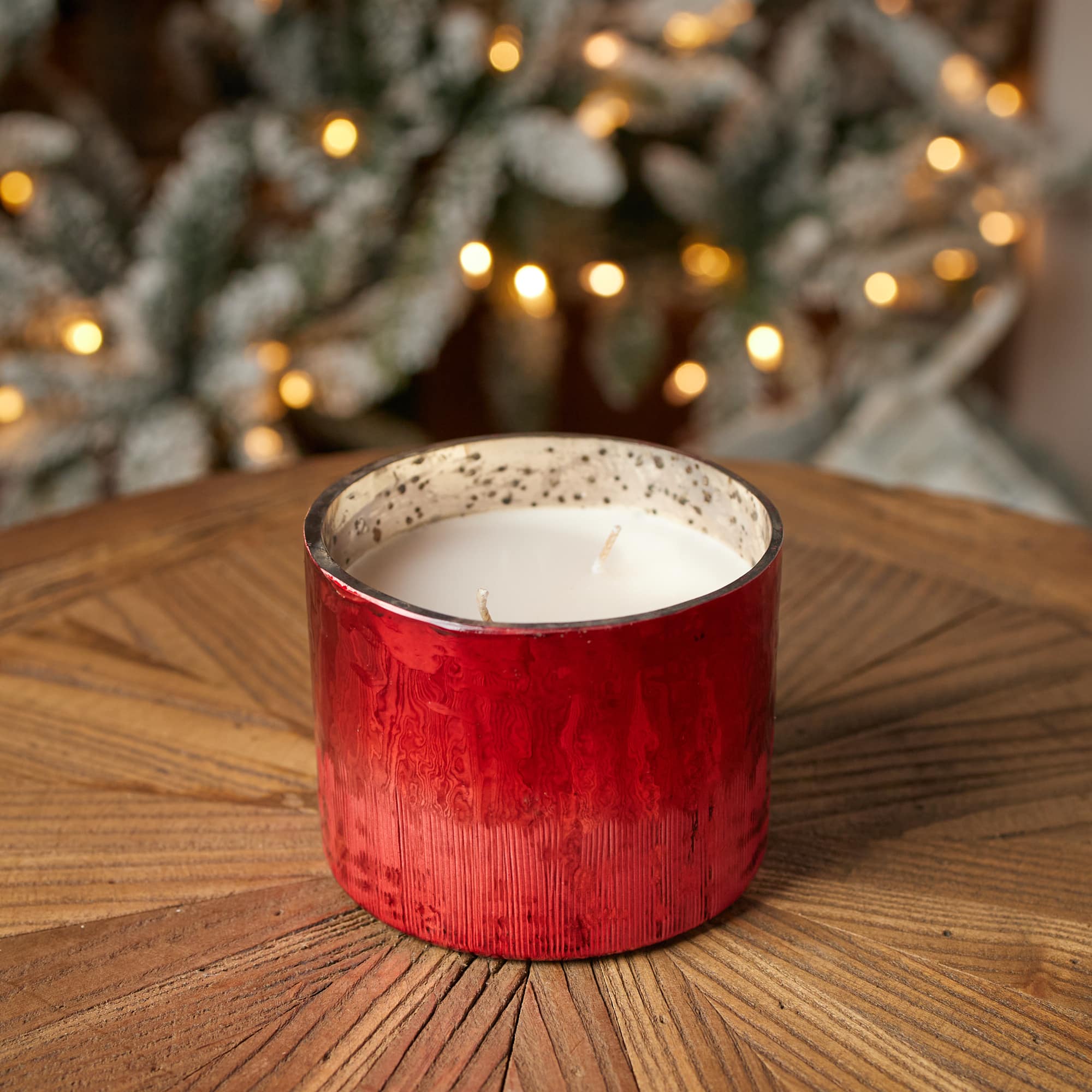 4" Cranberry Woods Scented Soy Candle with Etched Glass Holder