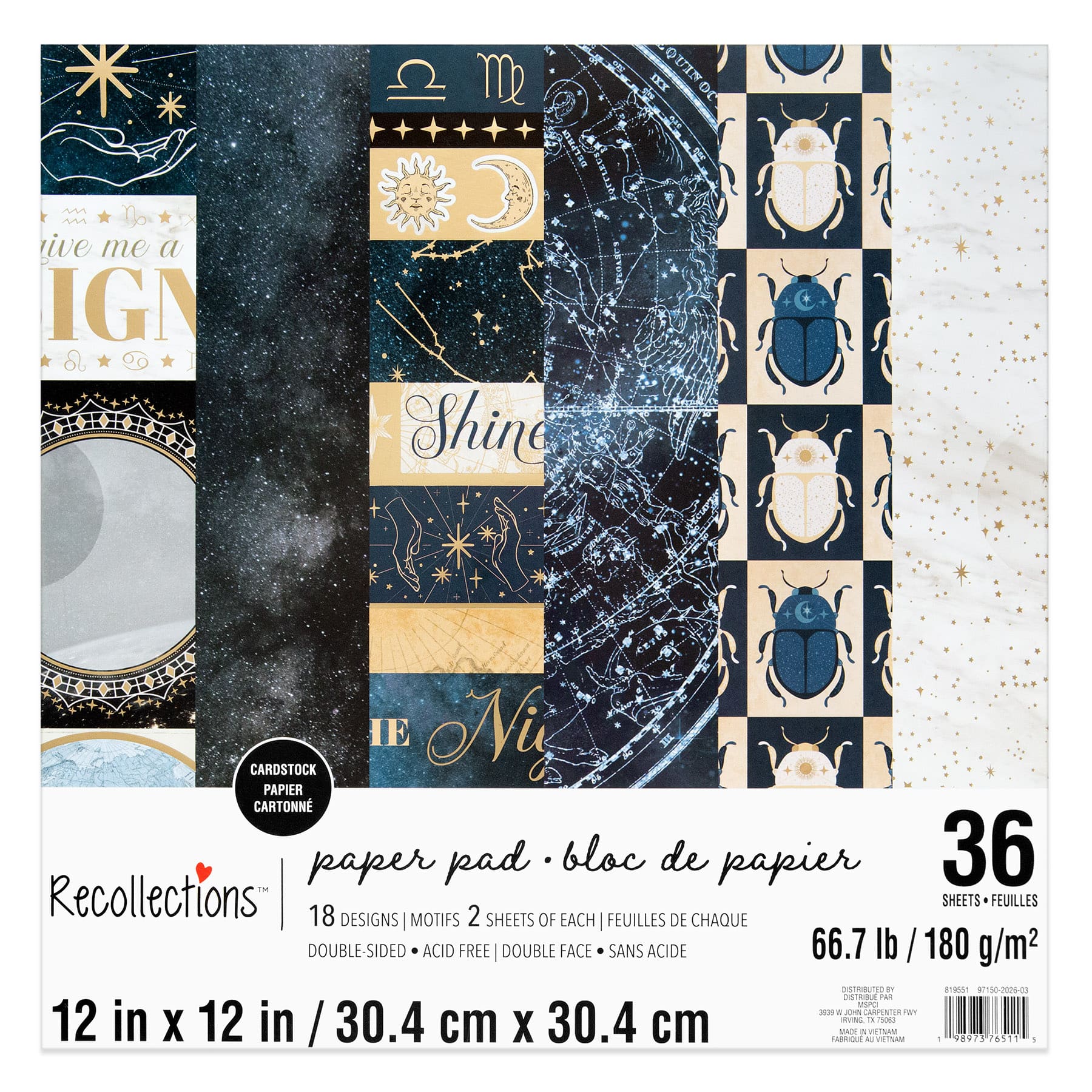 12" x 12" Celestial Double-Sided Cardstock Paper Pad by Recollections™, 36 Sheets