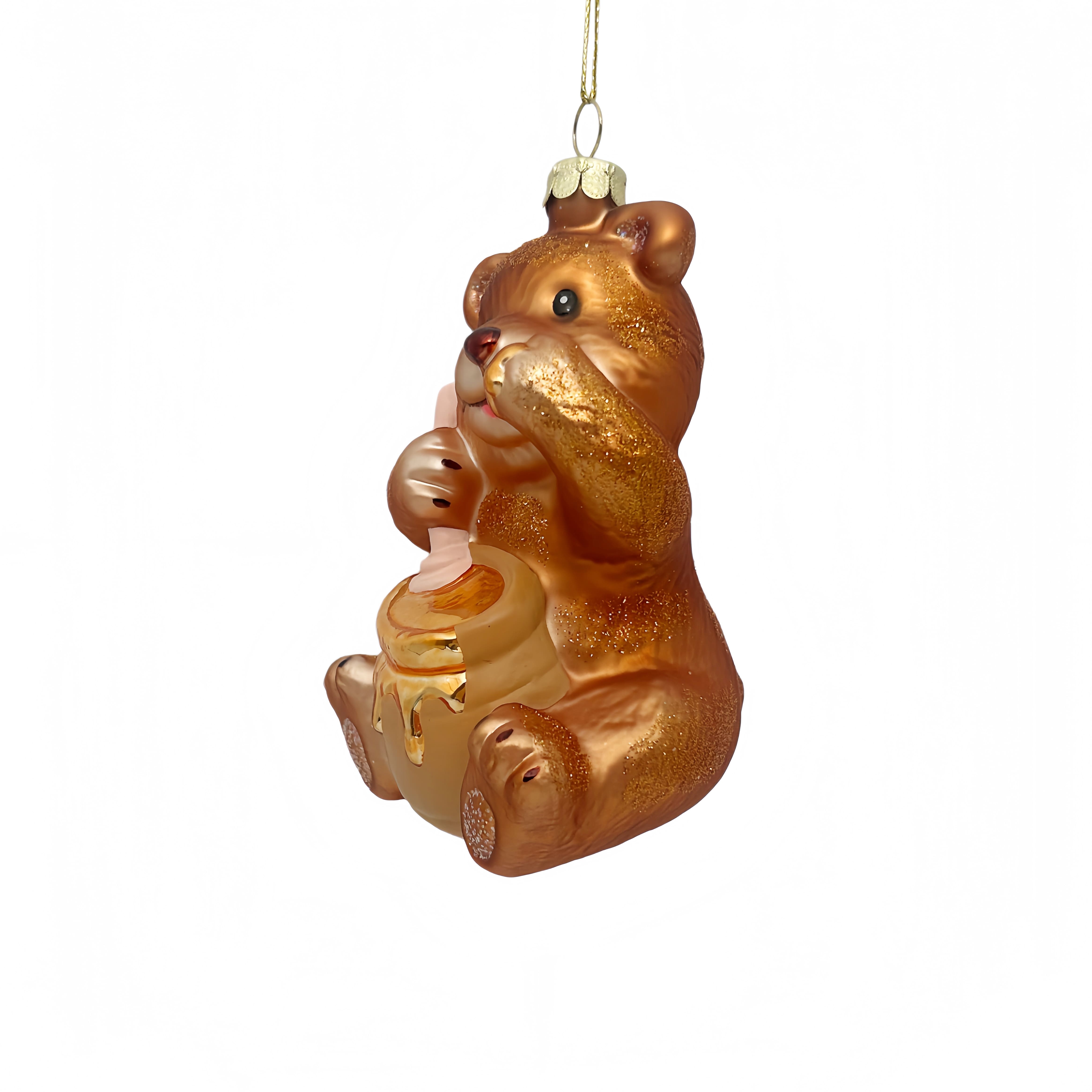4" Bear with Honey Glass Ornament by Ashland®