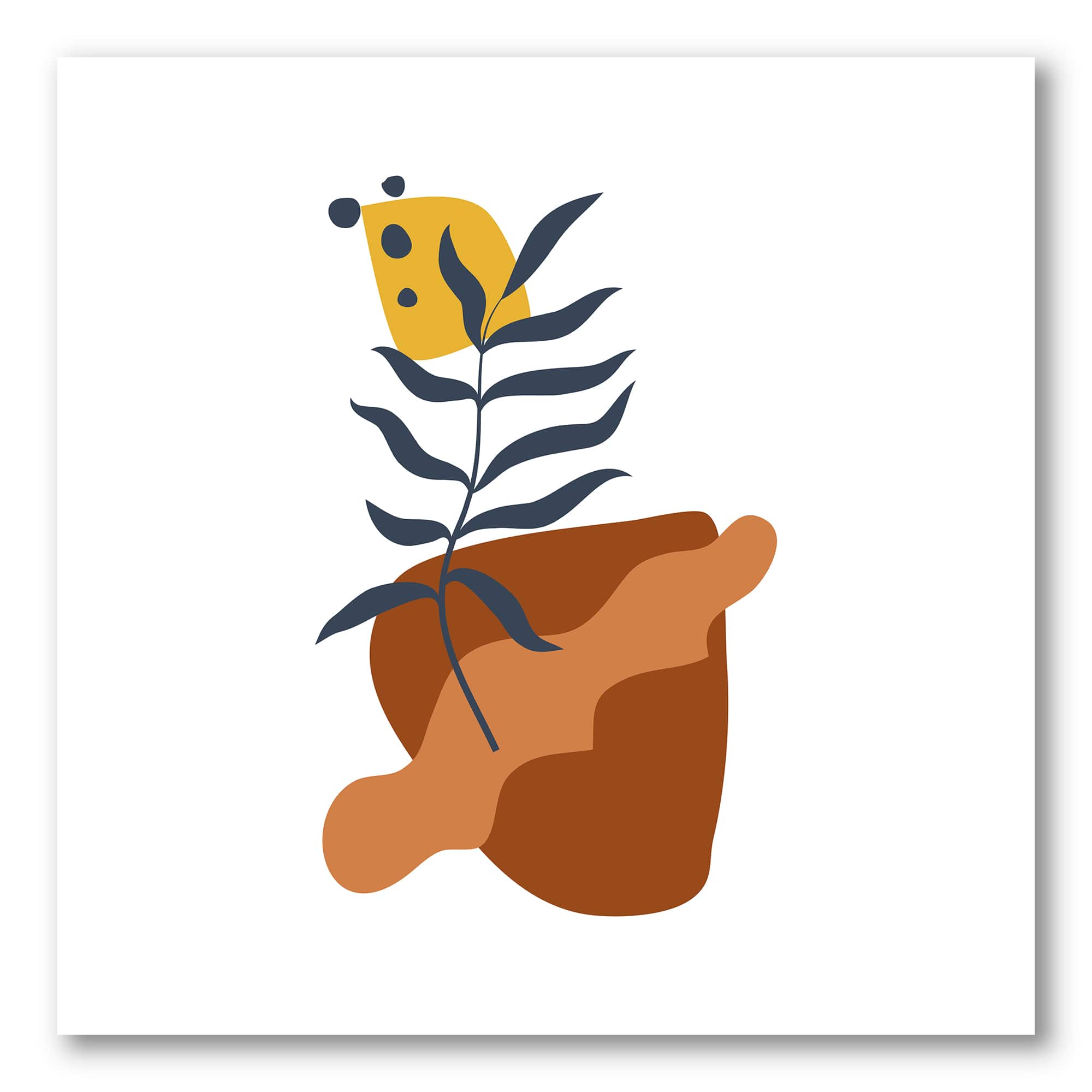 Designart - Elementary Shapes With Abstract Flowers Plants VI - Modern Canvas Wall Art Print