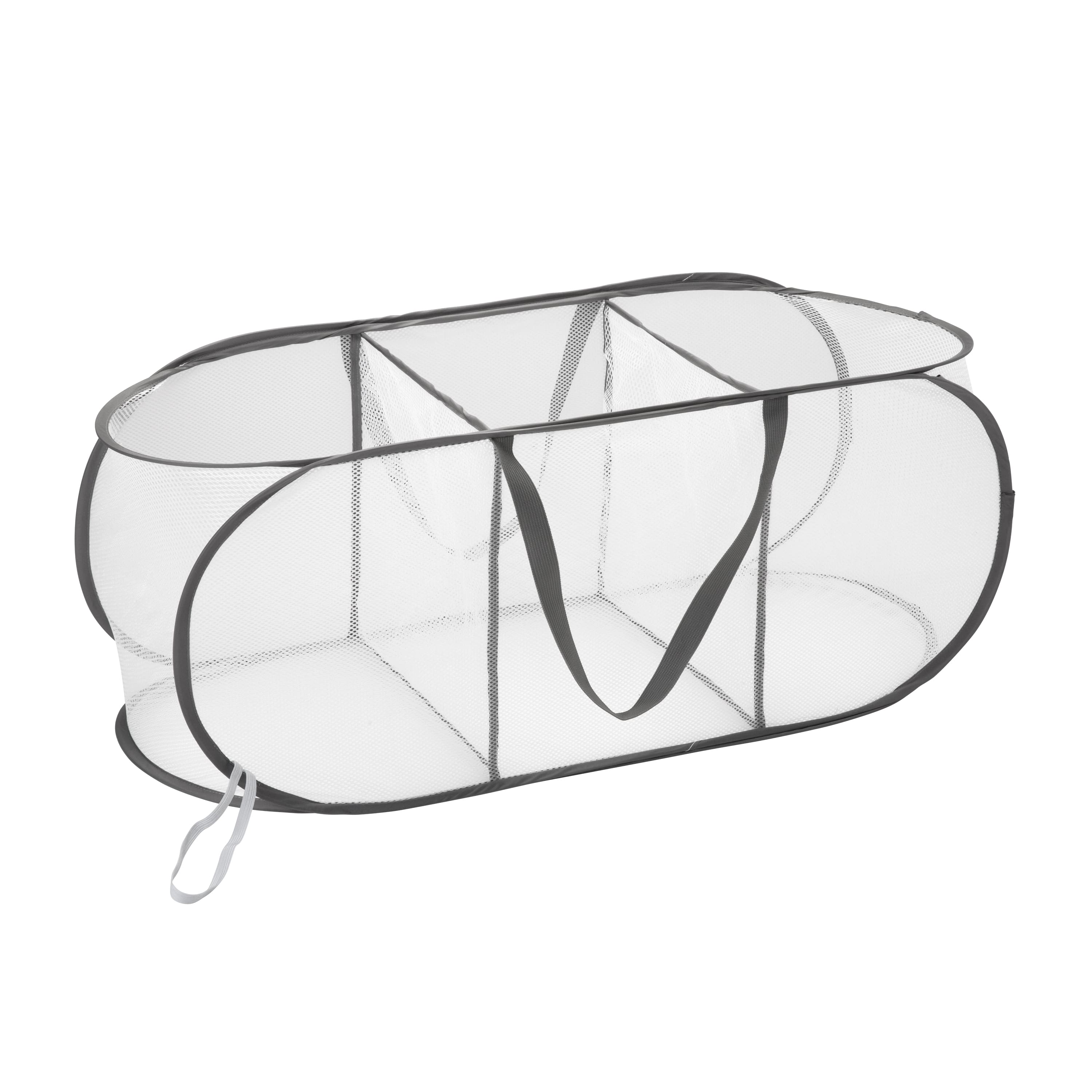 Laundry 360 Gray 3-Compartment Pop-Up Laundry Sorting Hamper with Carrying Handles