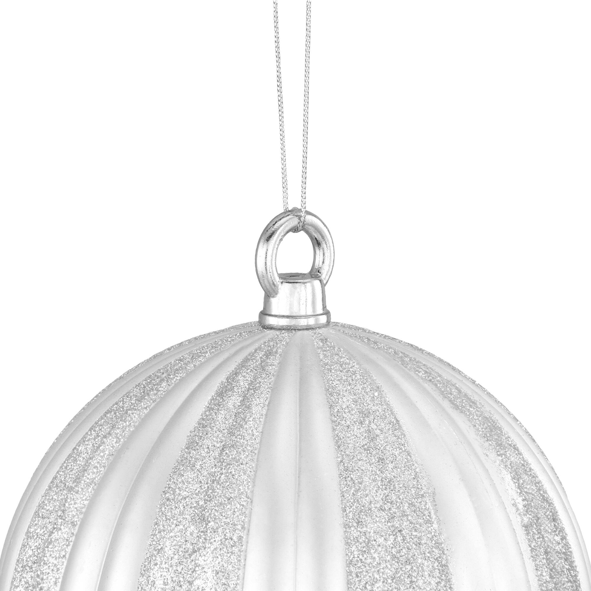 22" Silver Glittered Shatterproof Commercial Finial Christmas Ornament