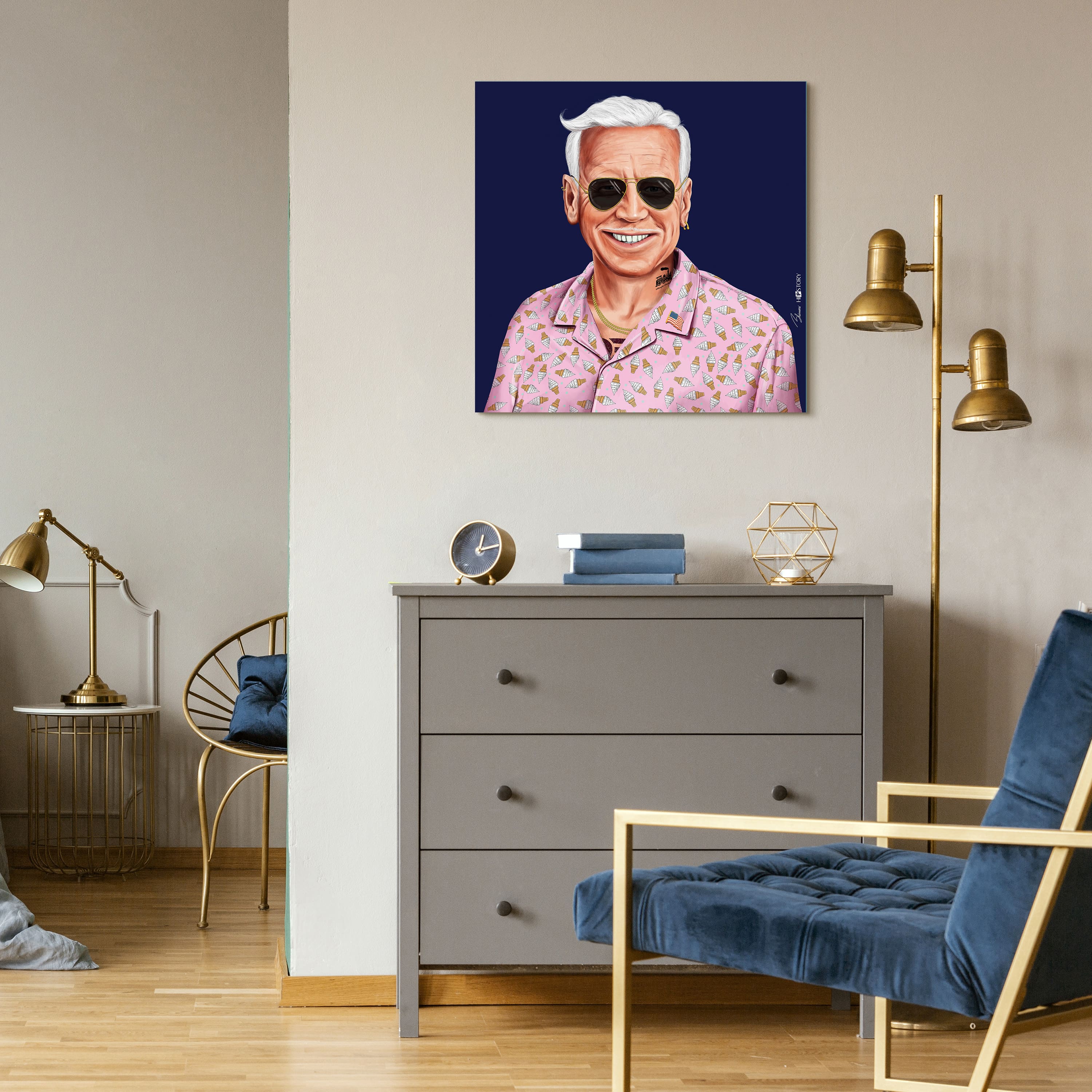 Empire Art Direct Hipstory™ 24" x 24" Hip Joe Biden Frameless Free Floating Printed Tempered Glass Wall Art
