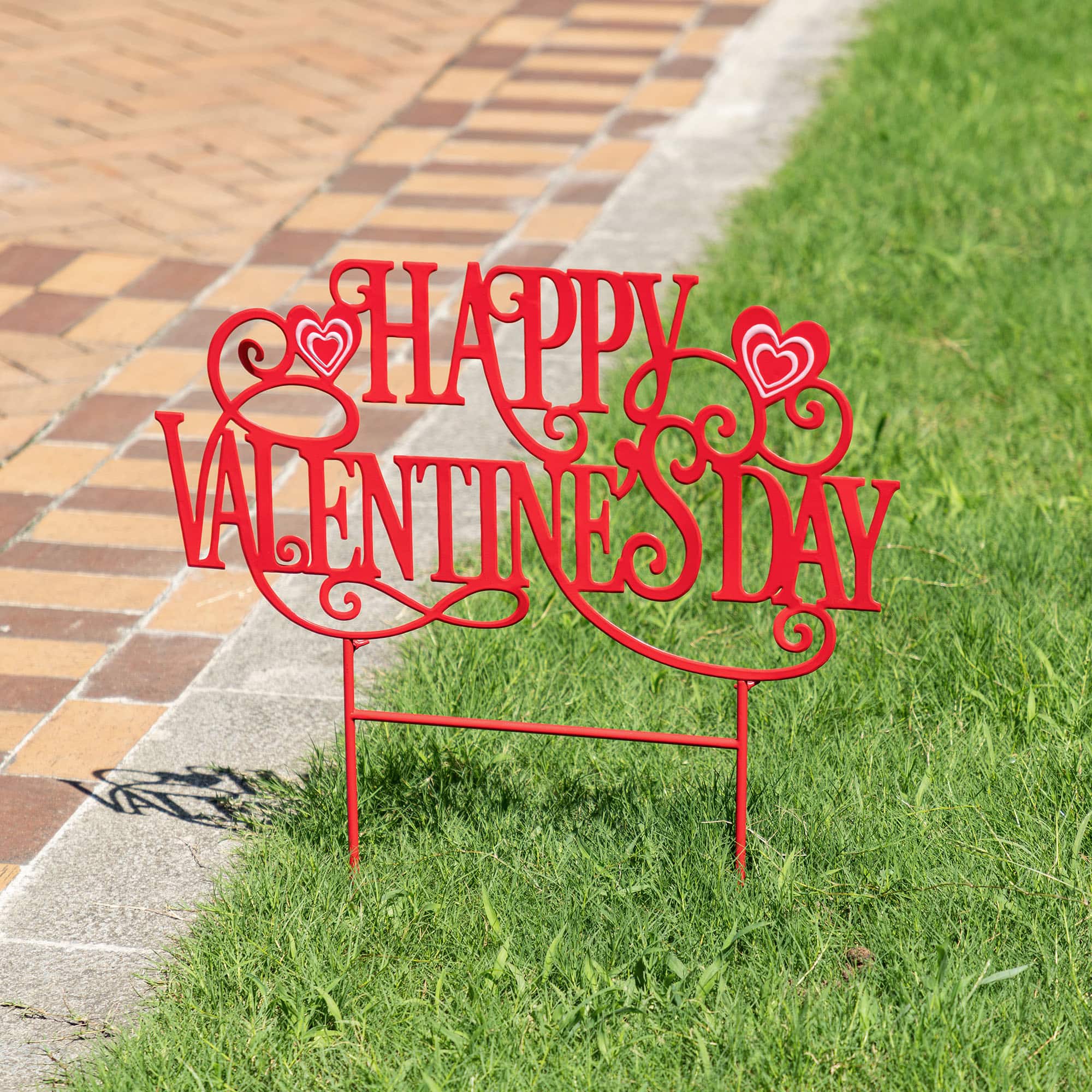 Glitzhome® 23.25" Metal Happy Valentine's Day Yard Stake