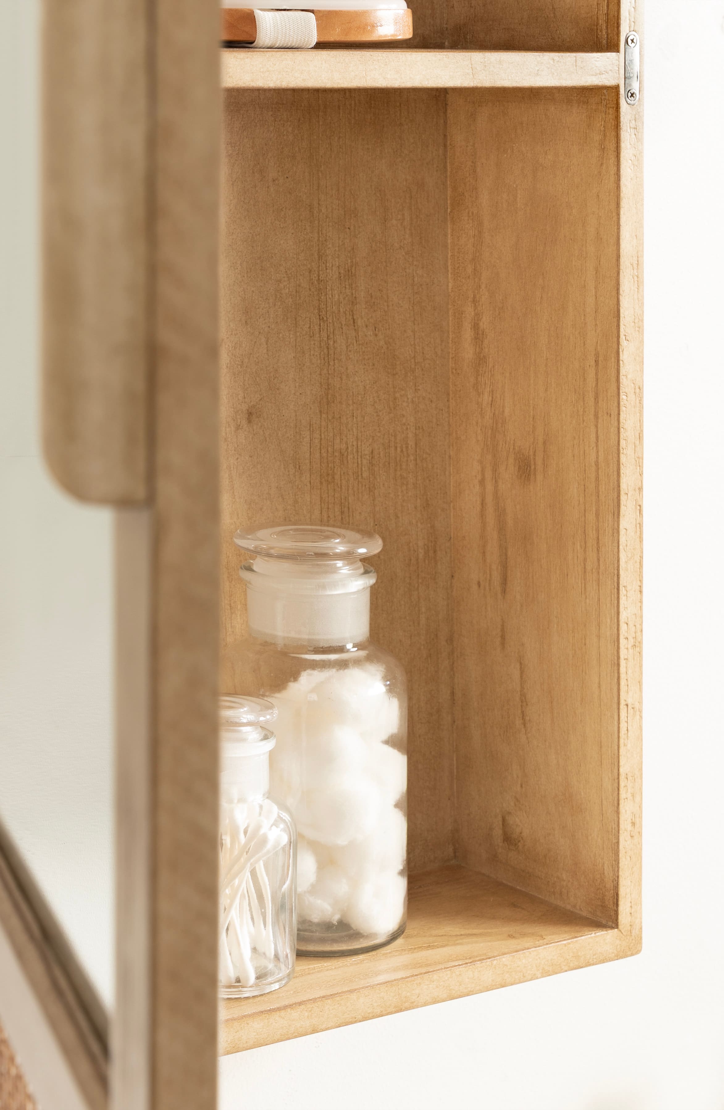 Kate and Laurel Ori Rattan & Wood Mirror Vanity Cabinet