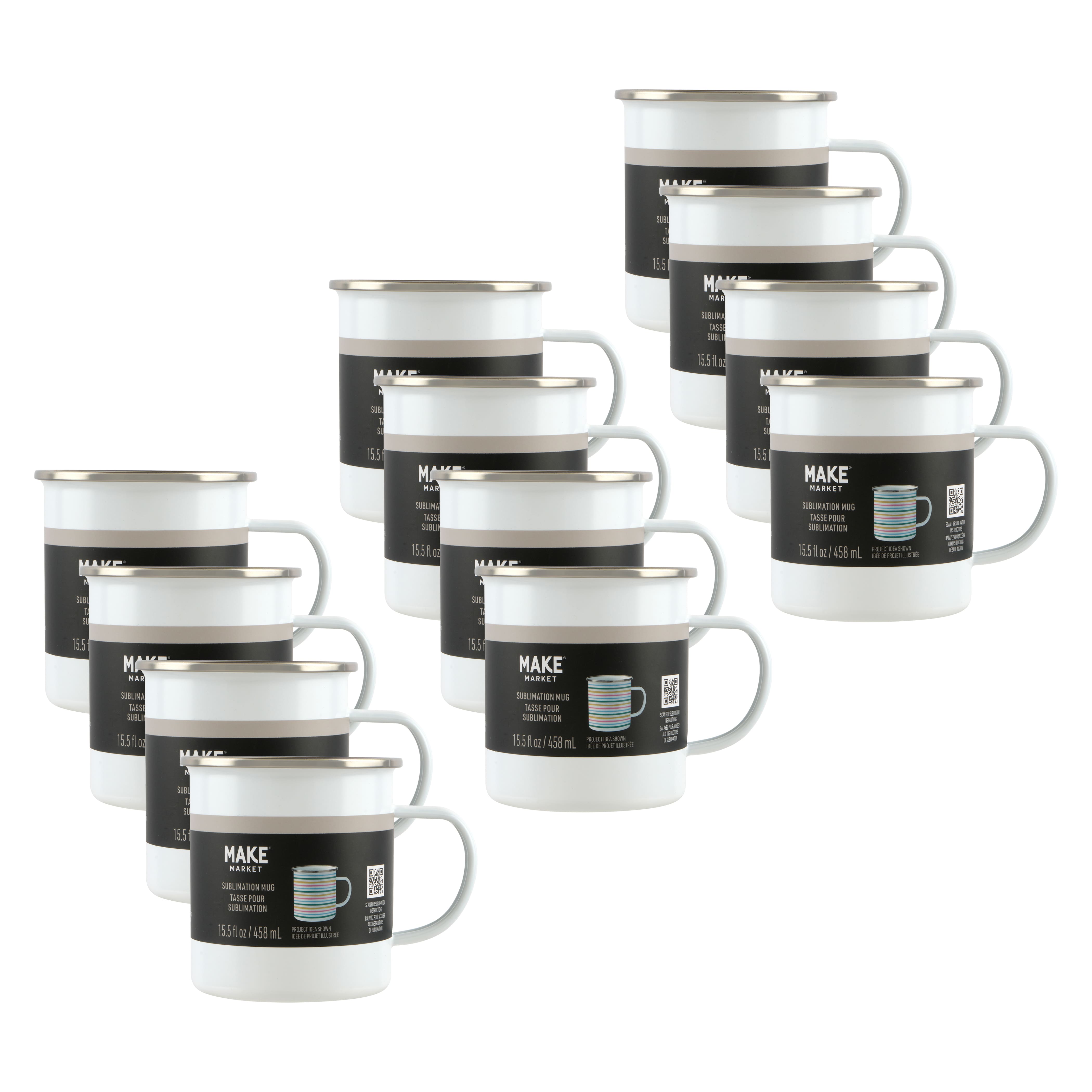 12 Pack: 15.5oz. White Metal Sublimation Camping Mug by Make Market®