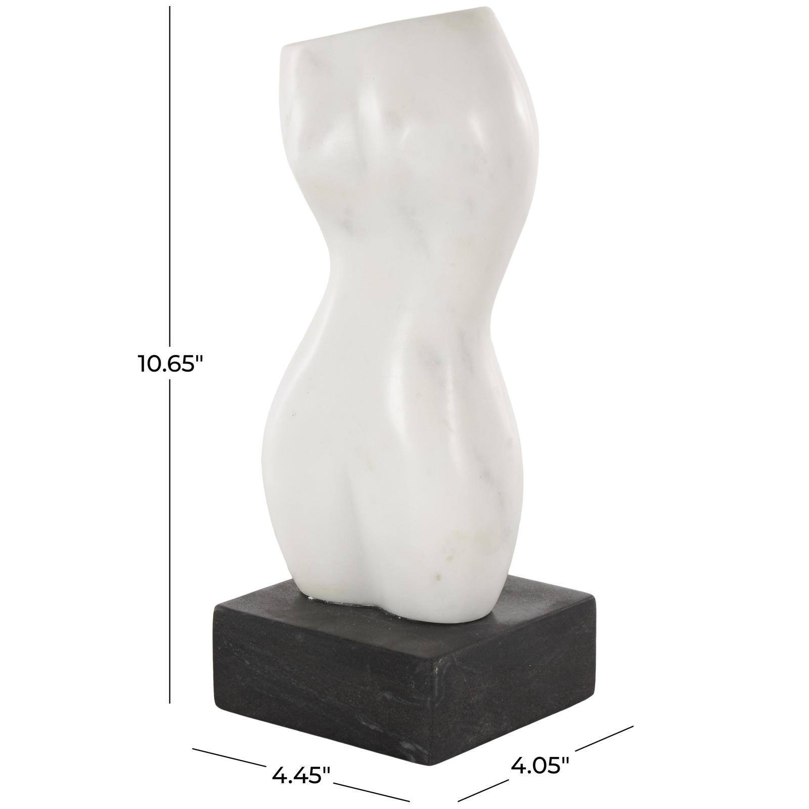 11" Marble Abstract Female Form Sculpture with Black Block Base