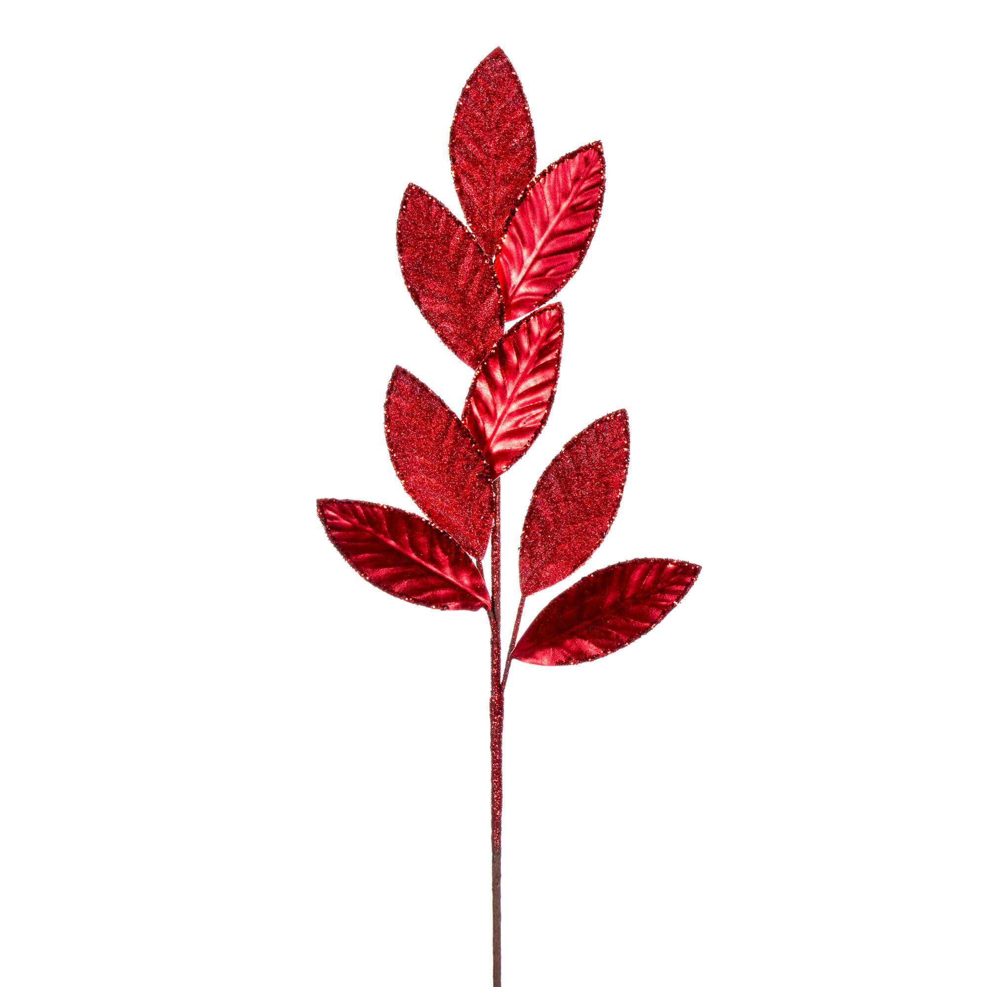 Vickerman 27.5" Red Metallic Leaf Glitter Sprays, 3ct.