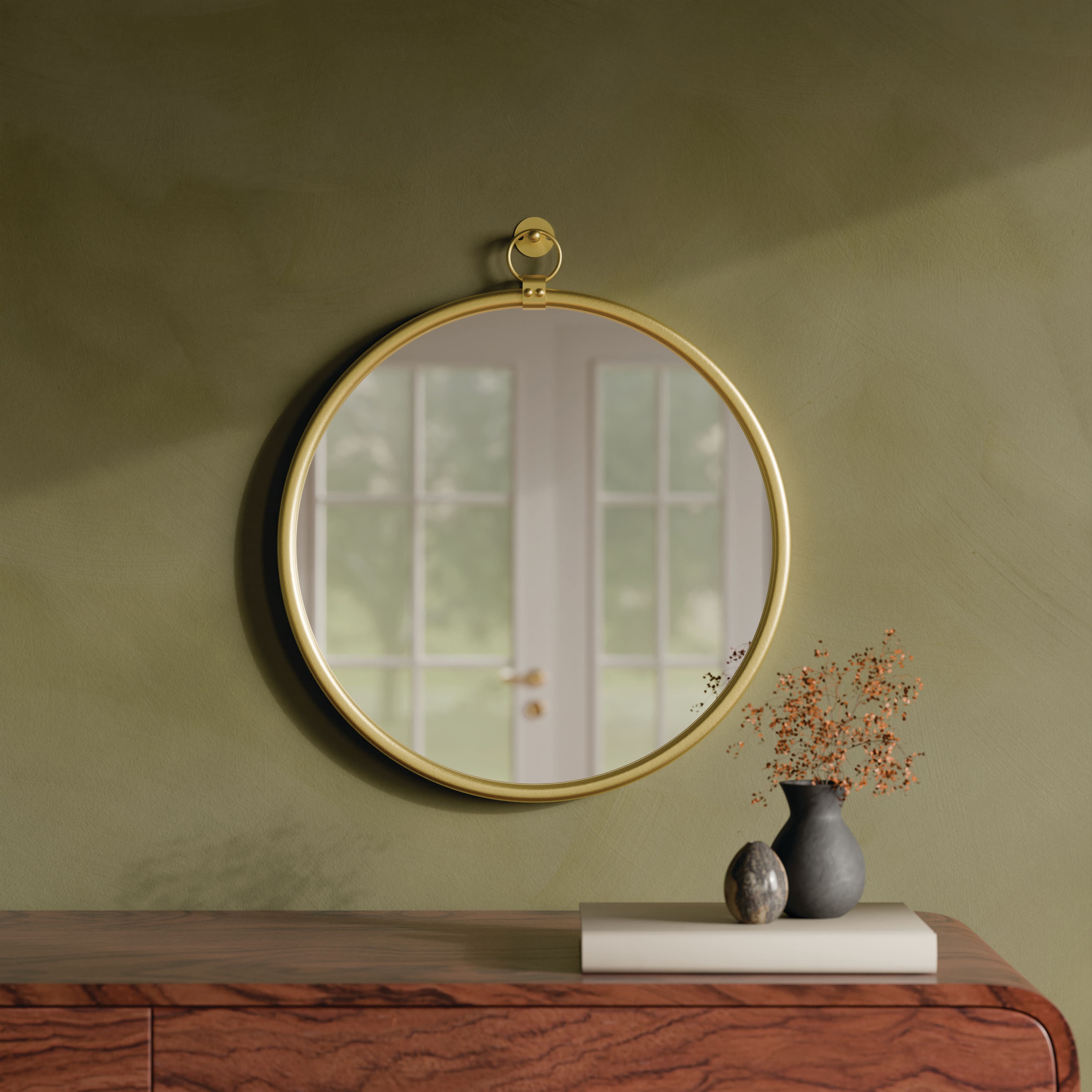 18" Round Wall Mirror in Gold Metal Frame by Ashland®