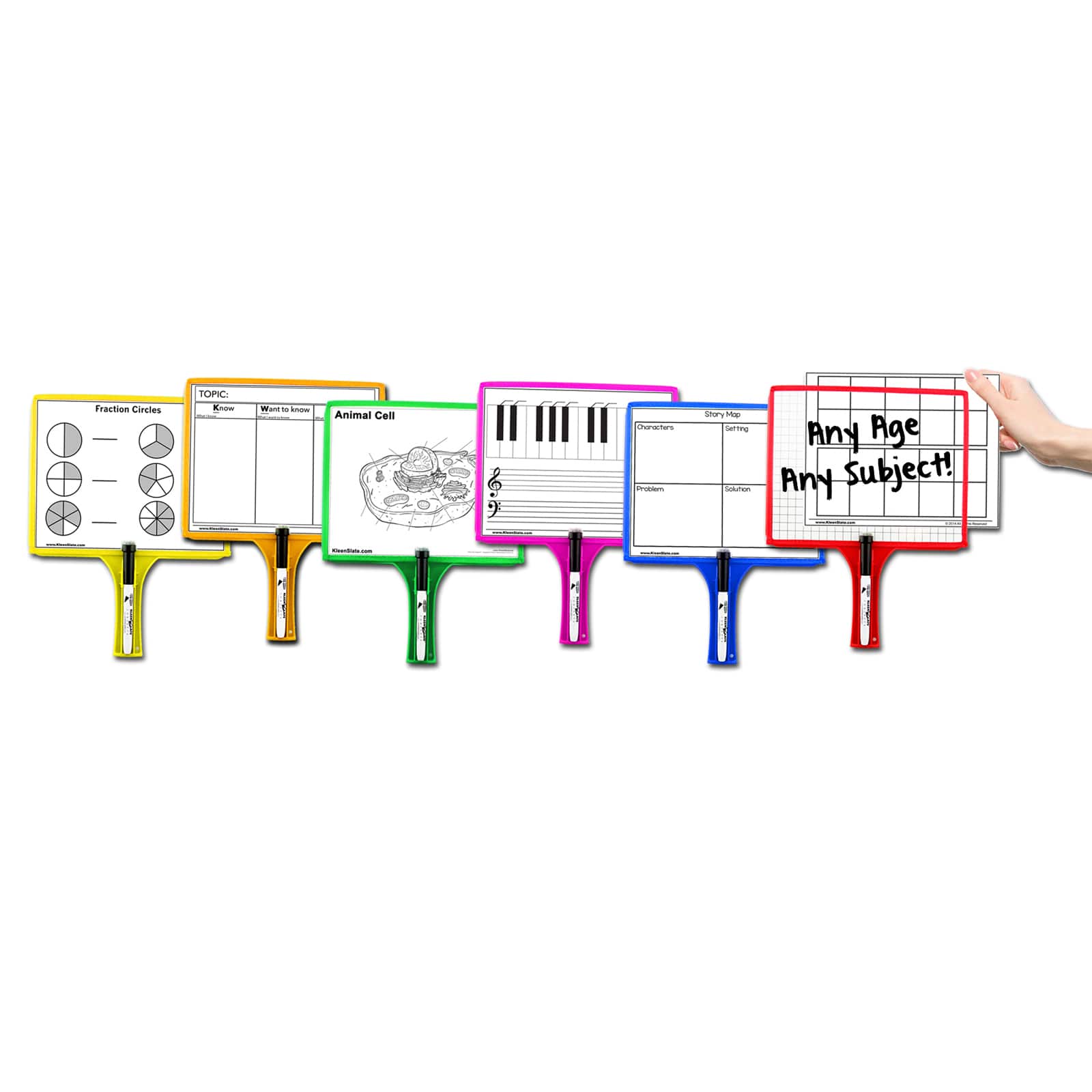 KleenSlate® Handheld Whiteboards with Clear Dry Erase Sleeves & Markers, 24 Sets