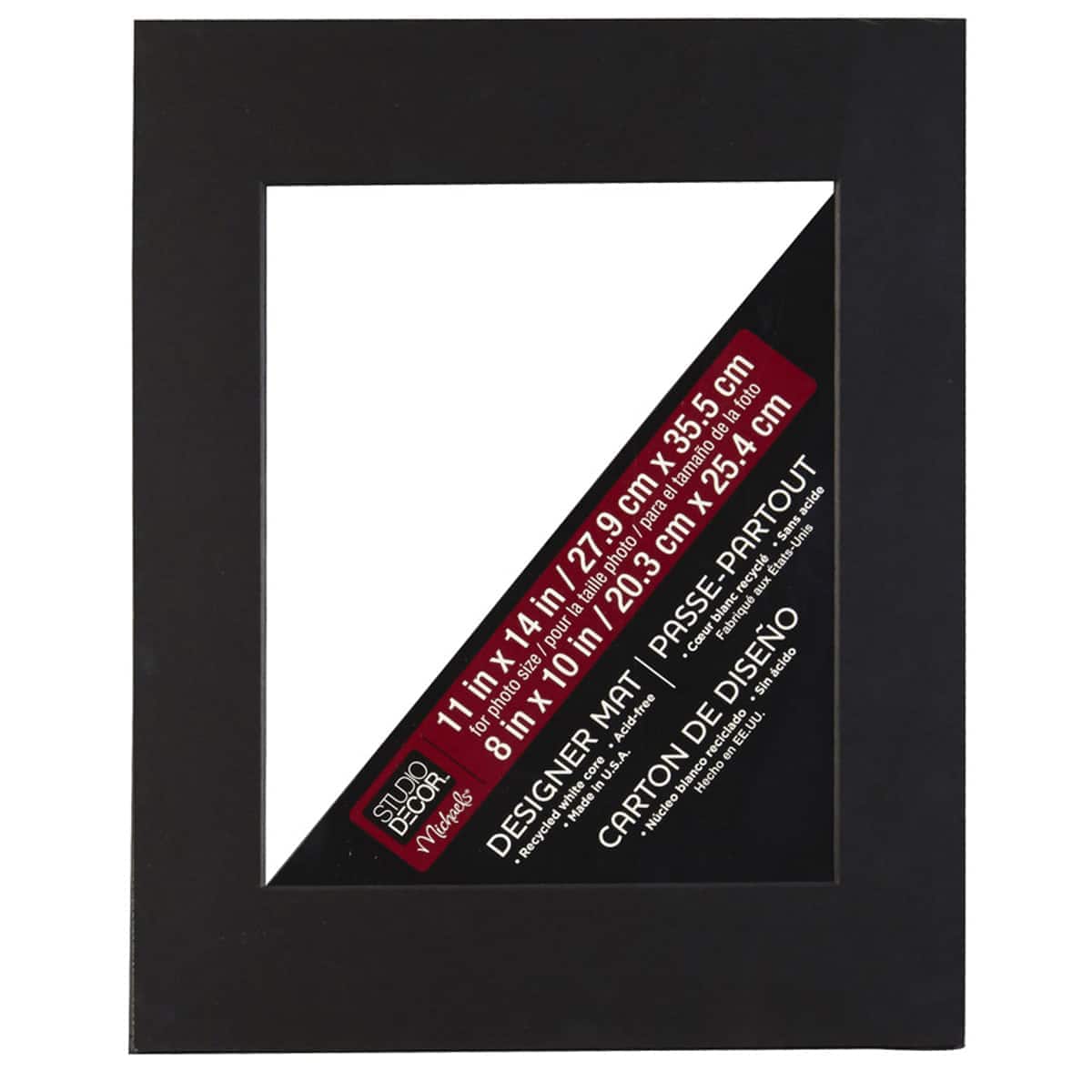 11" x 14" Black Core Mat by Studio Décor®, 8" x 10" Opening Size