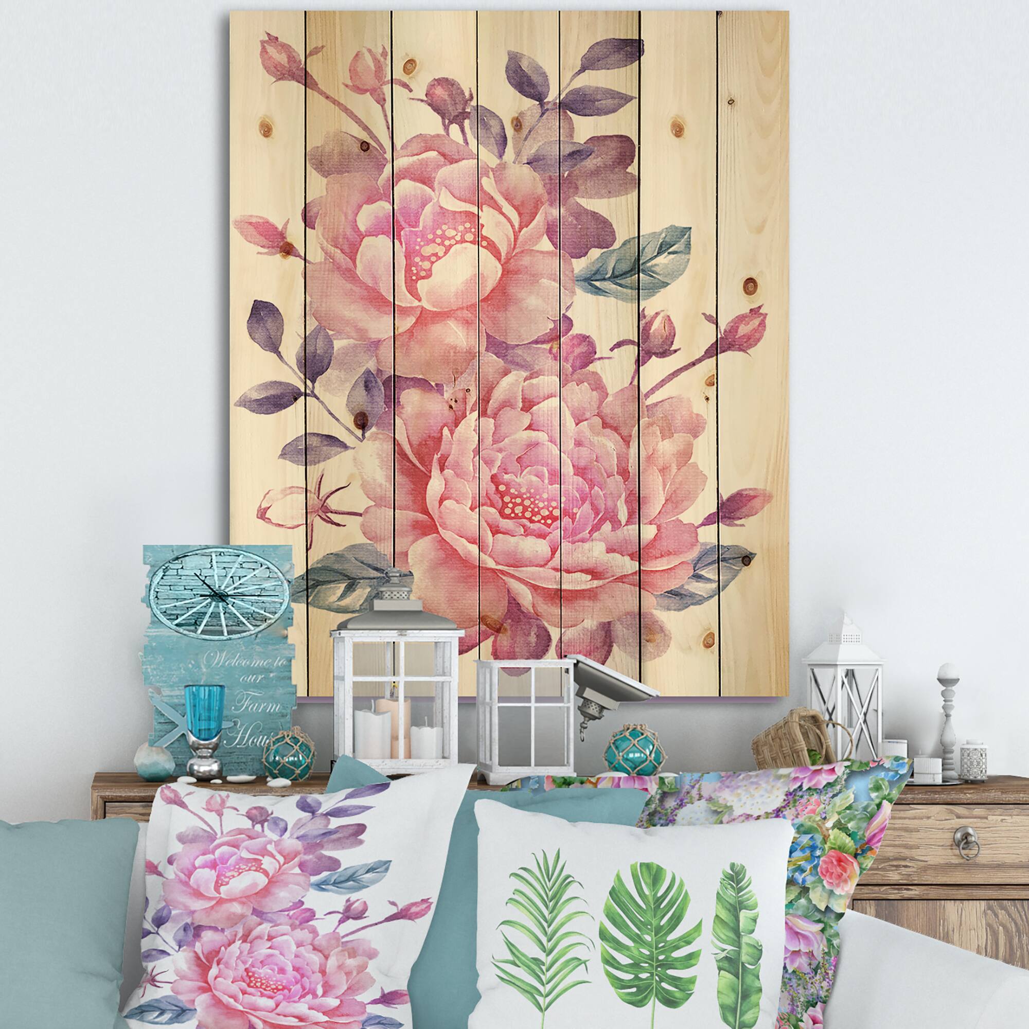 Designart - Retro Flowers With Leaves