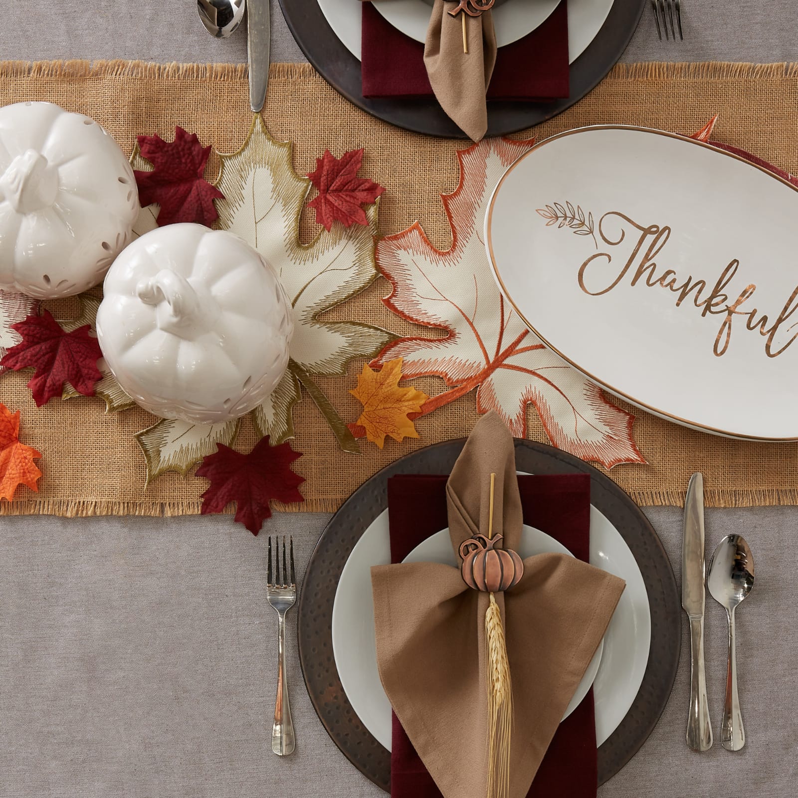 DII® 108" Embroidered Maple Leaves Table Runner