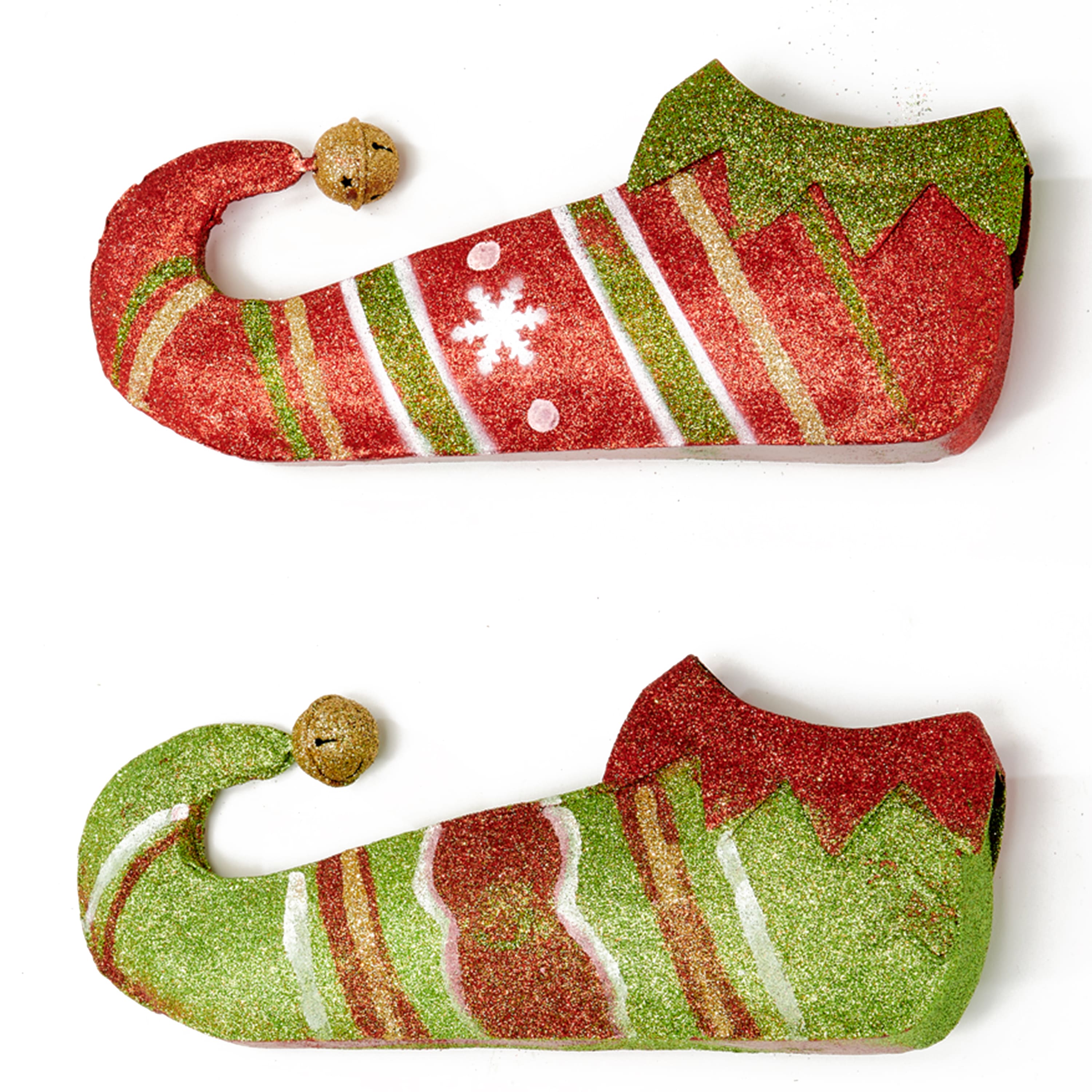 12" Christmas Metal Elf Shoe Set