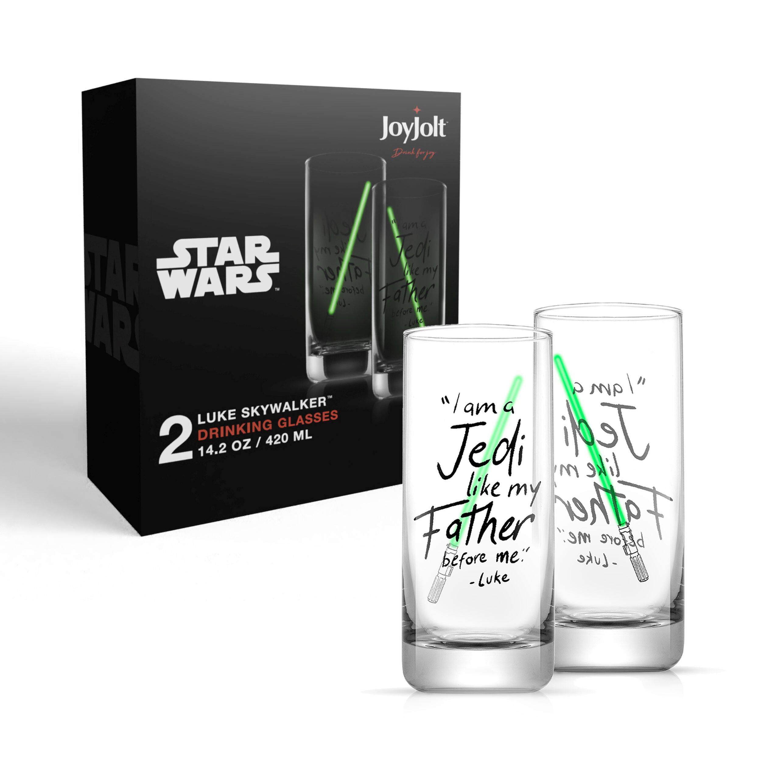 JoyJolt® Star Wars™ 14.2oz. New Hope Luke Skywalker Green Lightsaber Tall Drinking Glass, 2ct.