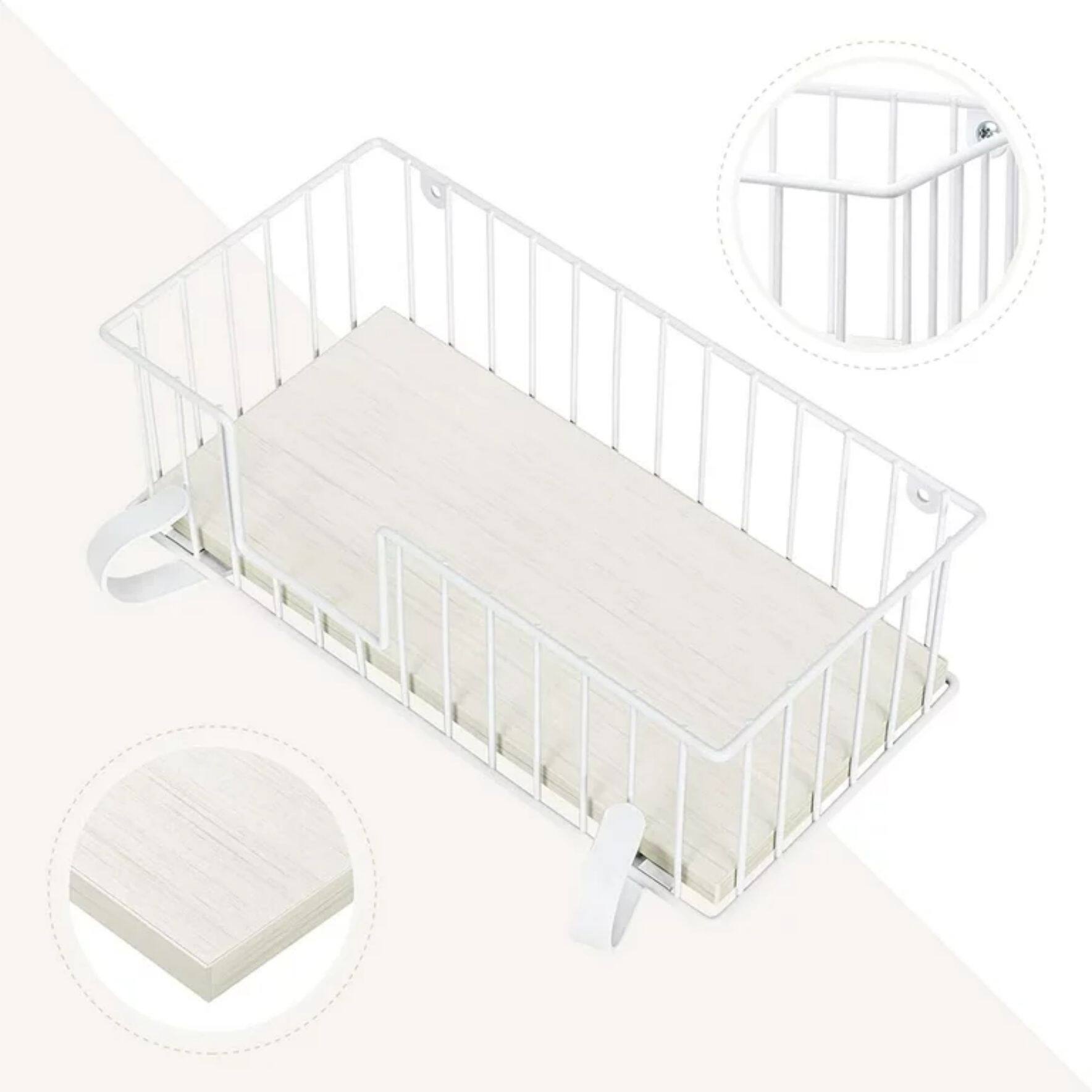 NEX™ White Wall-Mounted Y-Leg Ironing Board Hanger with Storage Basket