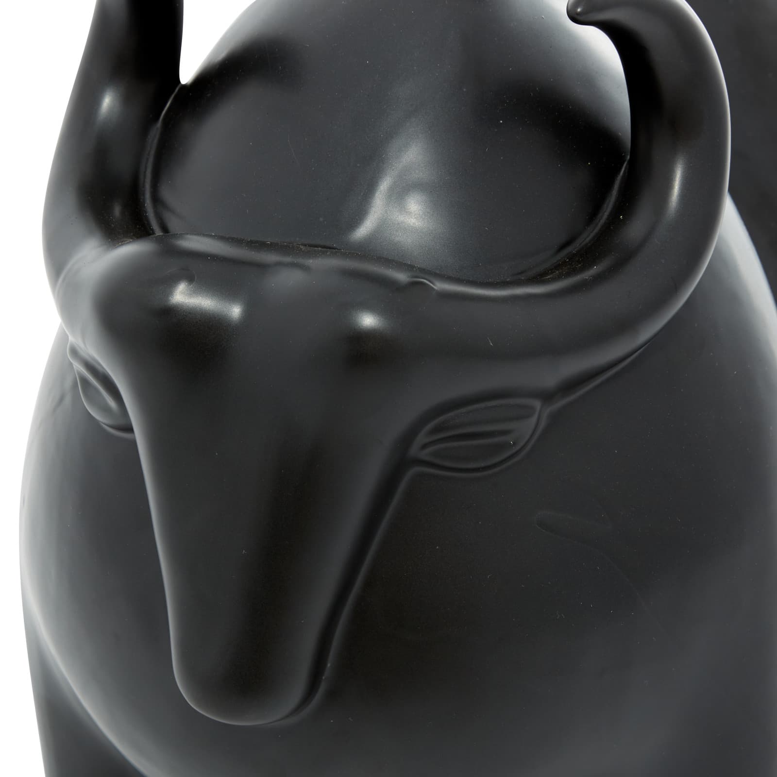 Black Porcelain Contemporary Buffalo Sculpture, 11" x 8" x 16"