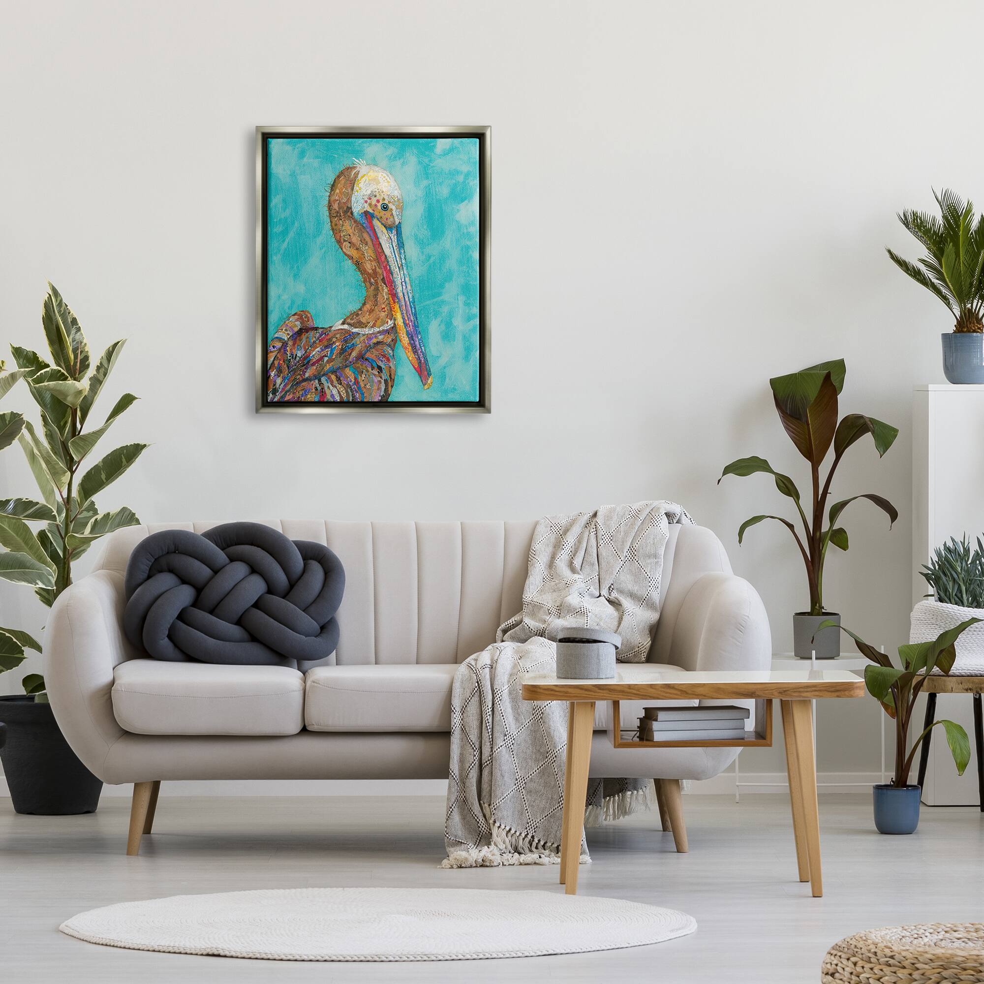 Stupell Industries Beautiful Pelican Bird Vivid Patterns Framed Floater Canvas Wall Art