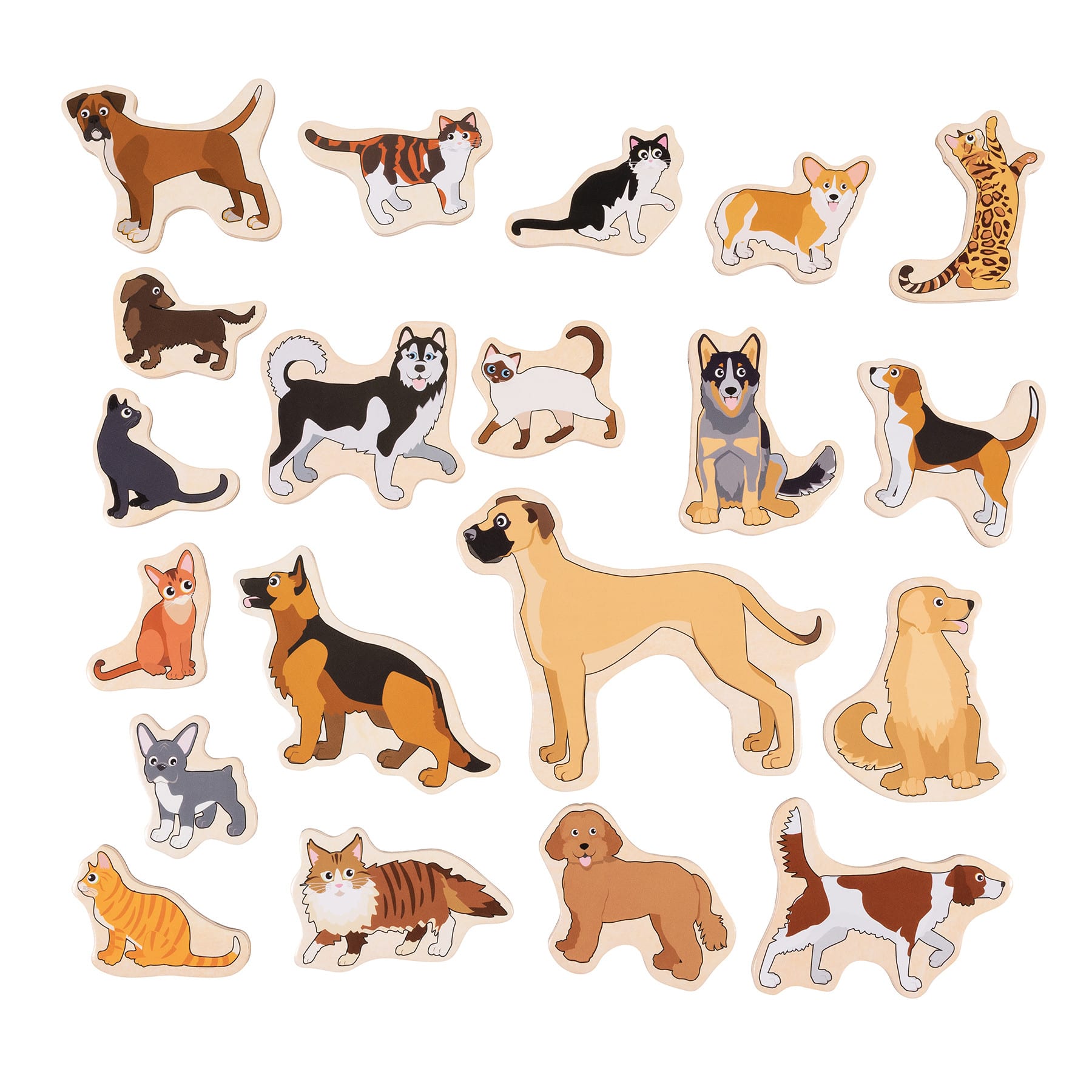 Spark & Wow Wooden Cats & Dogs Magnet Set