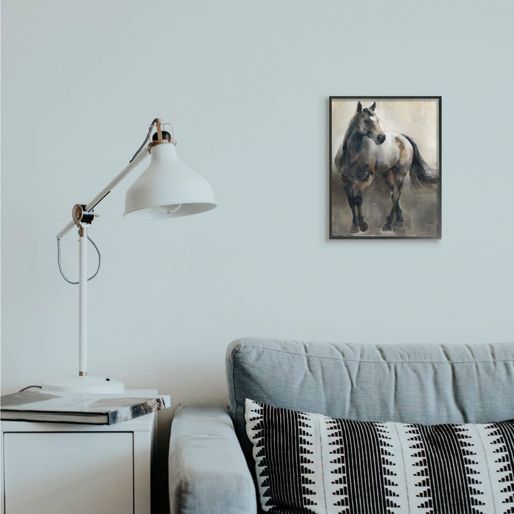 Stupell Industries Abstract Wild Horse Stance Brown Black Painting Framed Wall Art