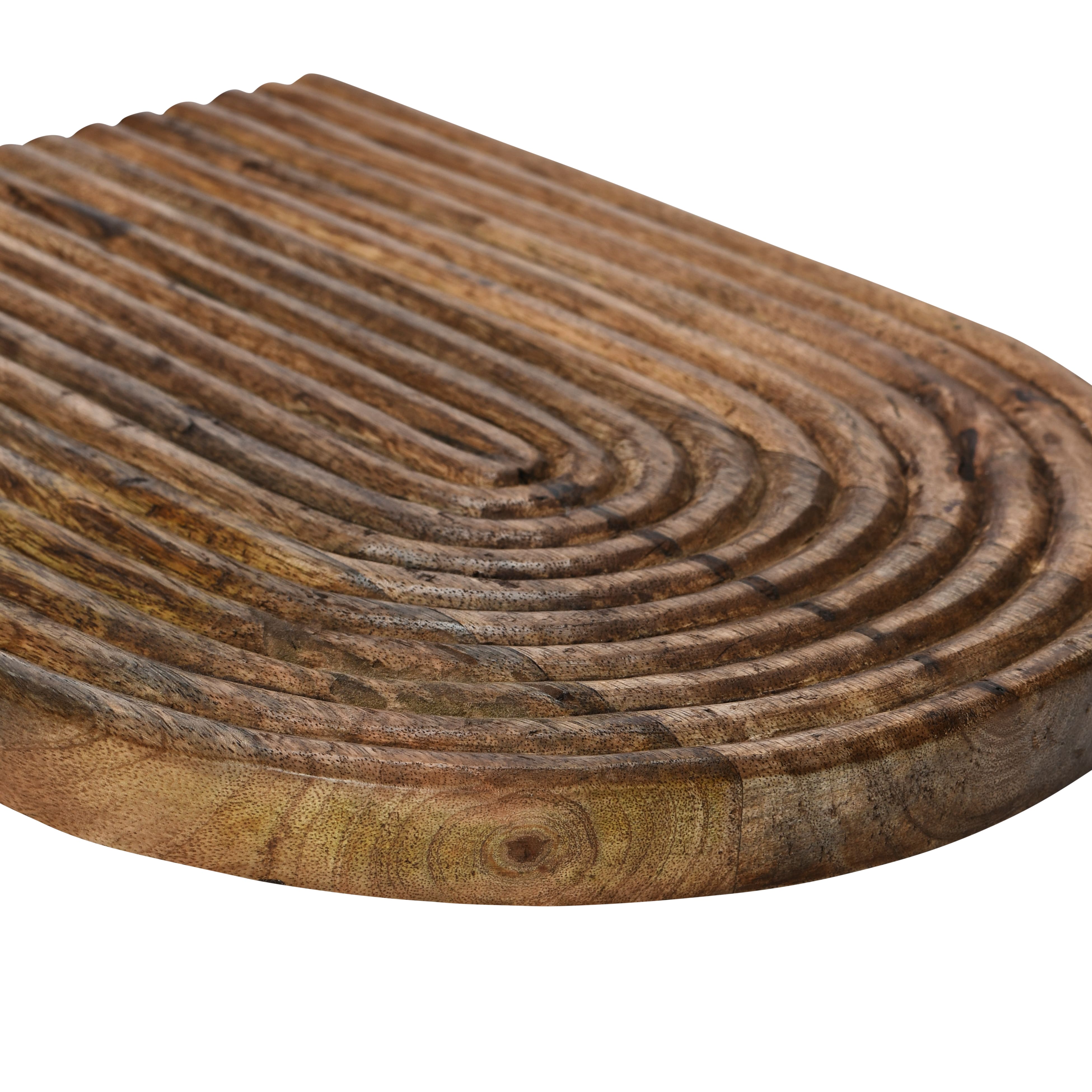 Hello Honey® 13" Natural Carved Arch Mango Wood Serving Board