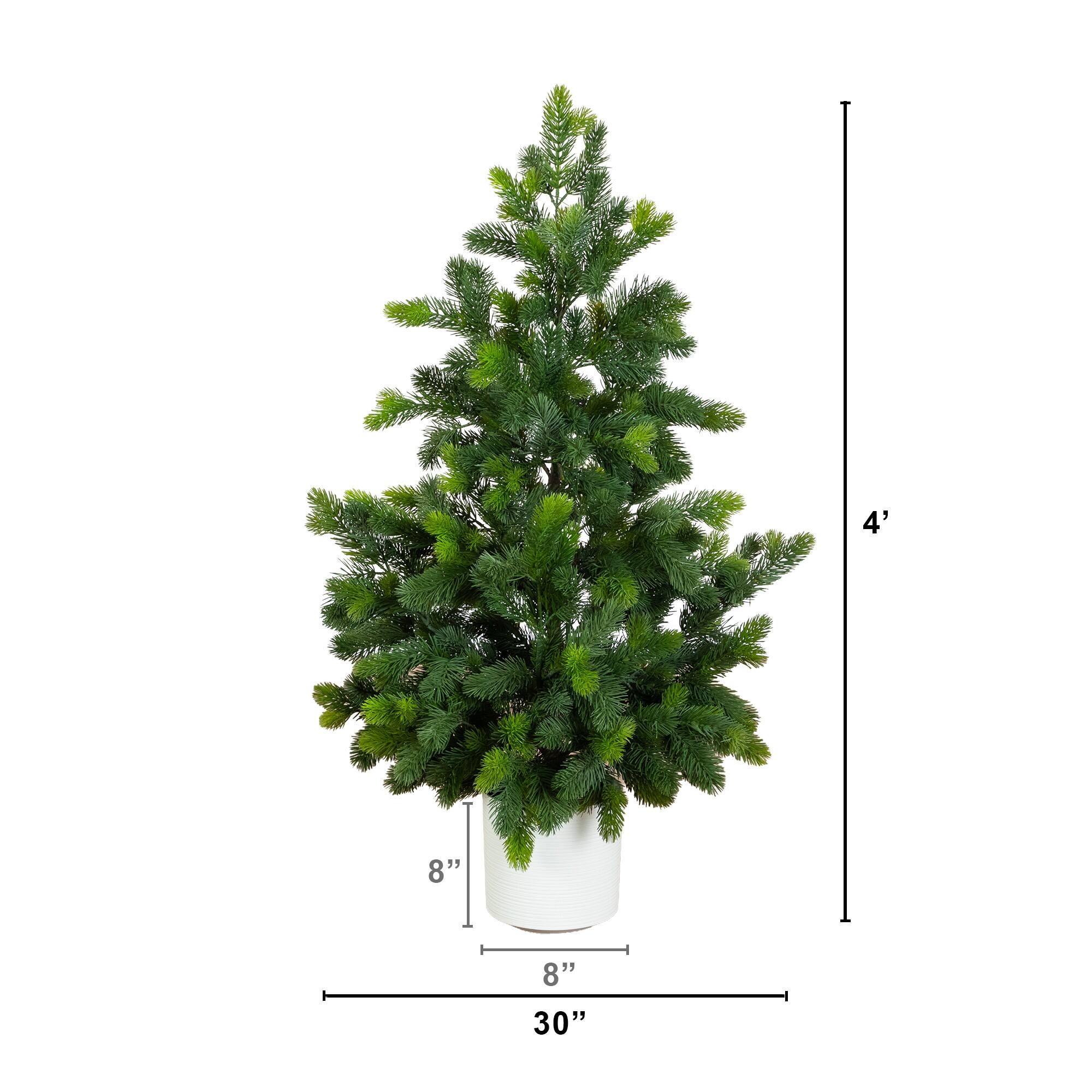 Nearly Natural 4ft. Artificial Real Touch Christmas Spruce Pine in White Decorative Planter