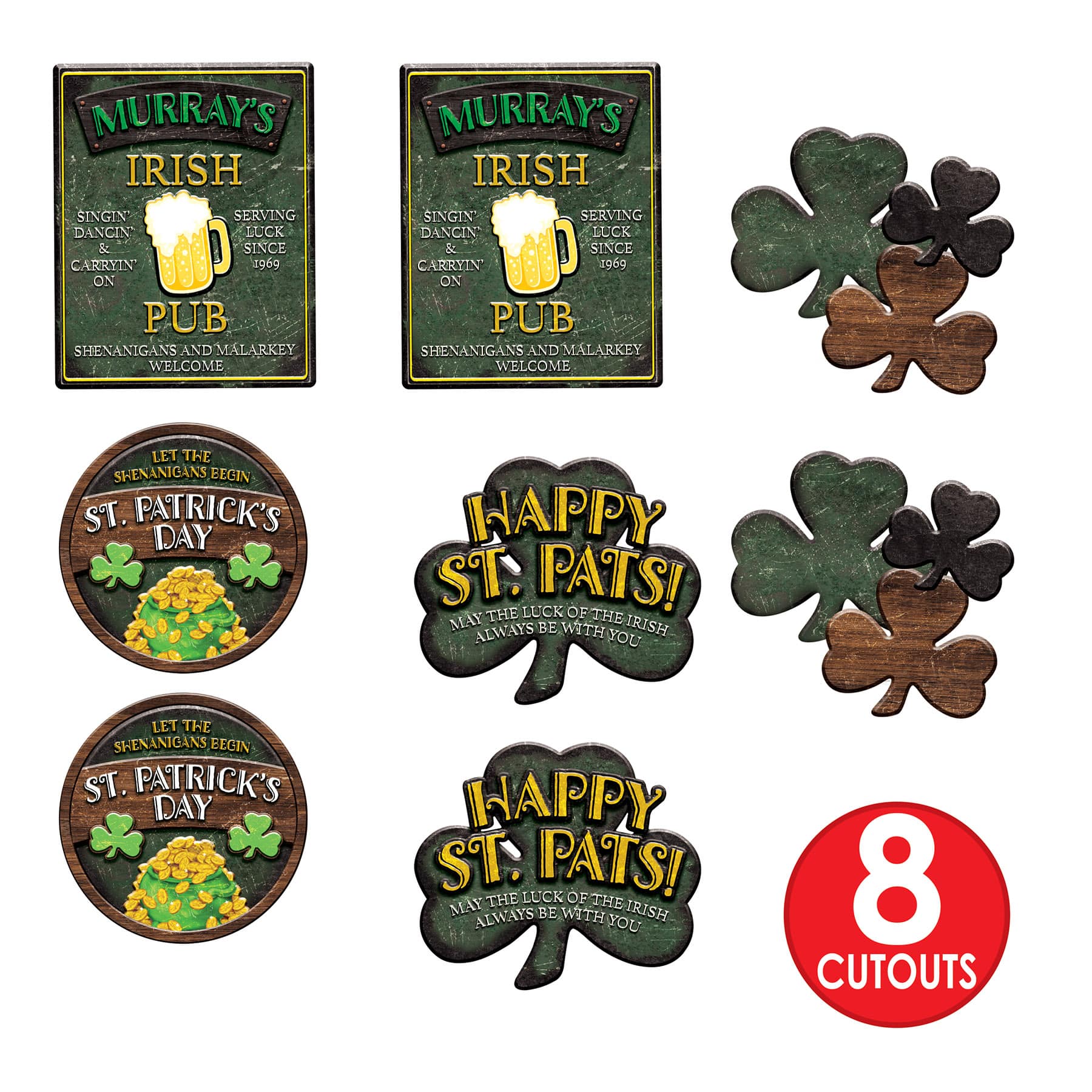 Beistle St. Patrick's Day Sign Cutouts Set