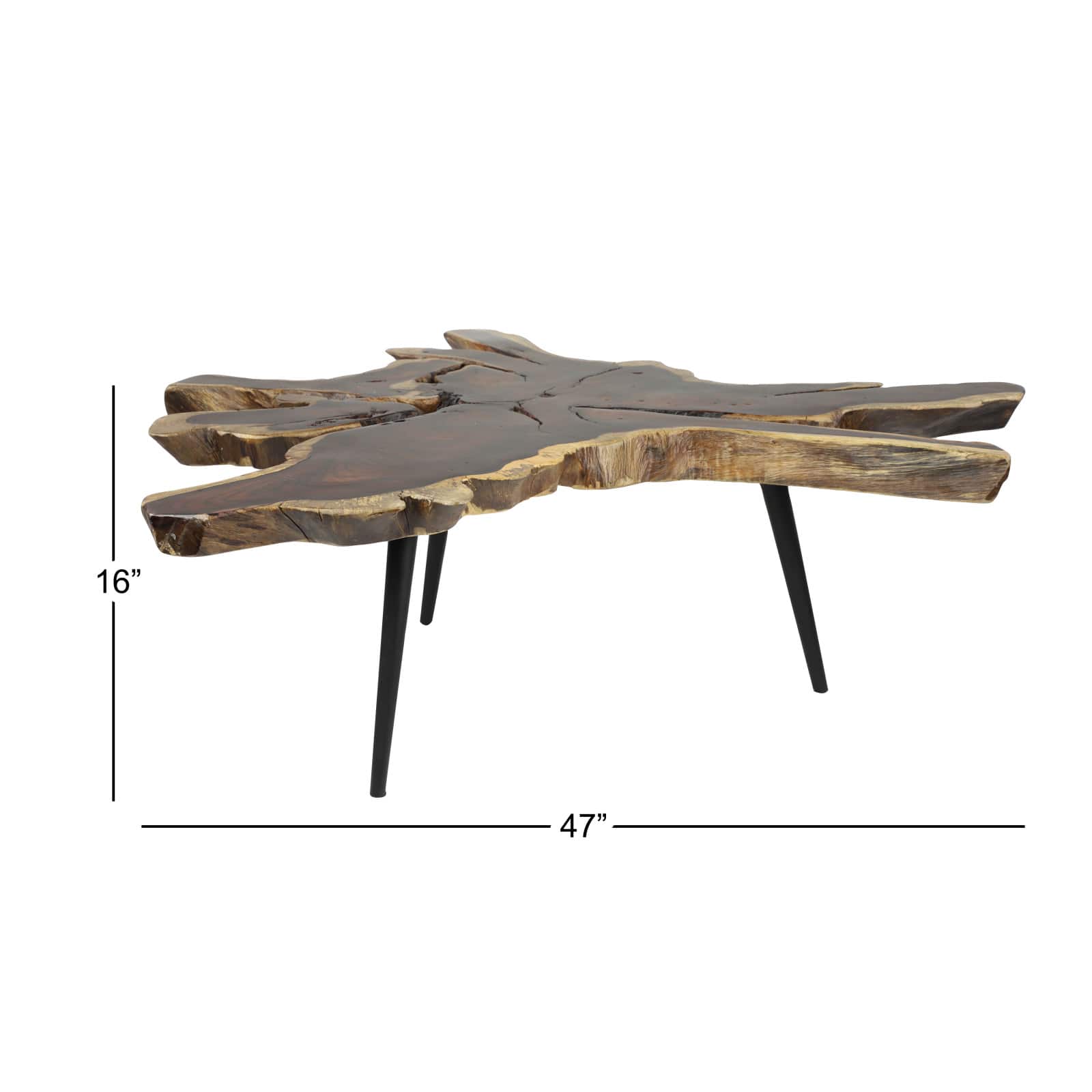 47" Brown Metal Contemporary Coffee Table