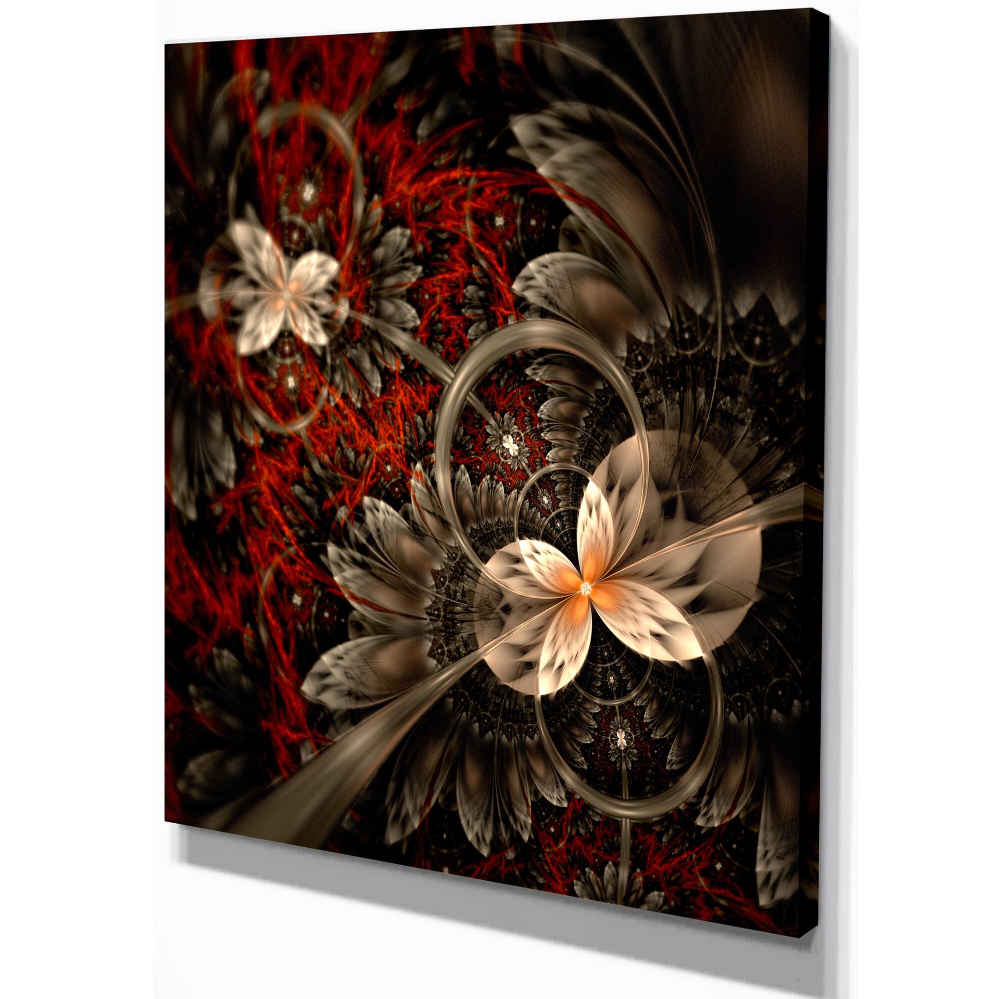 Designart - Red and Orange Fractal Flower Pattern