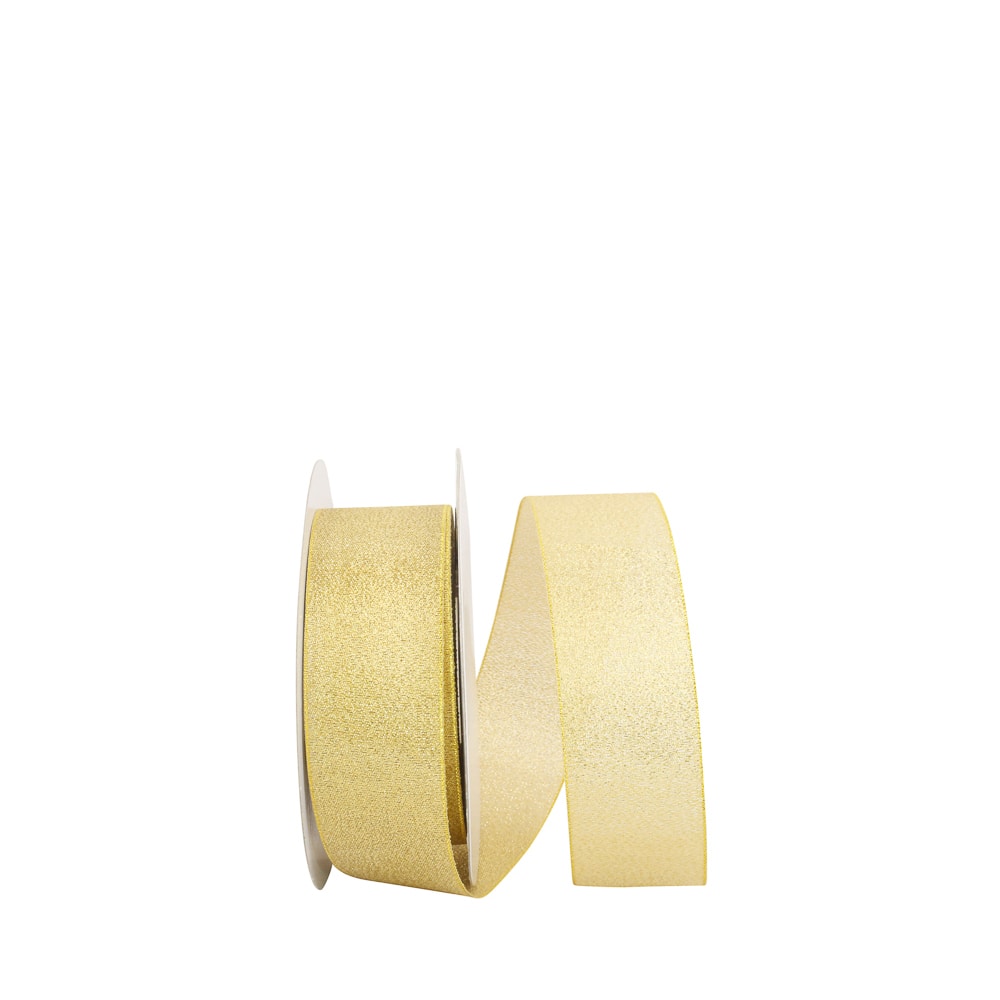 JAM Paper 1.5" x 25yd. Gold Woven Shimmer Wired Ribbon