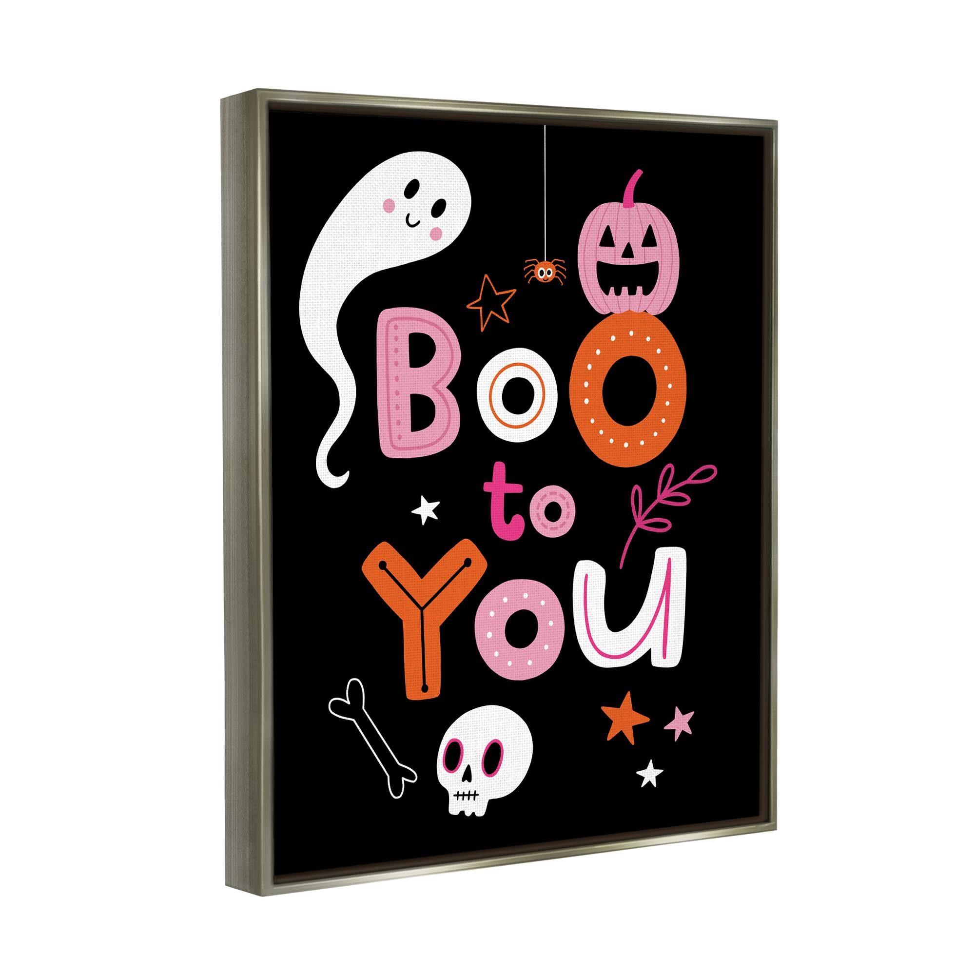 Stupell Industries Boo To You Smiling Halloween Elements Framed Floater Canvas Wall Art