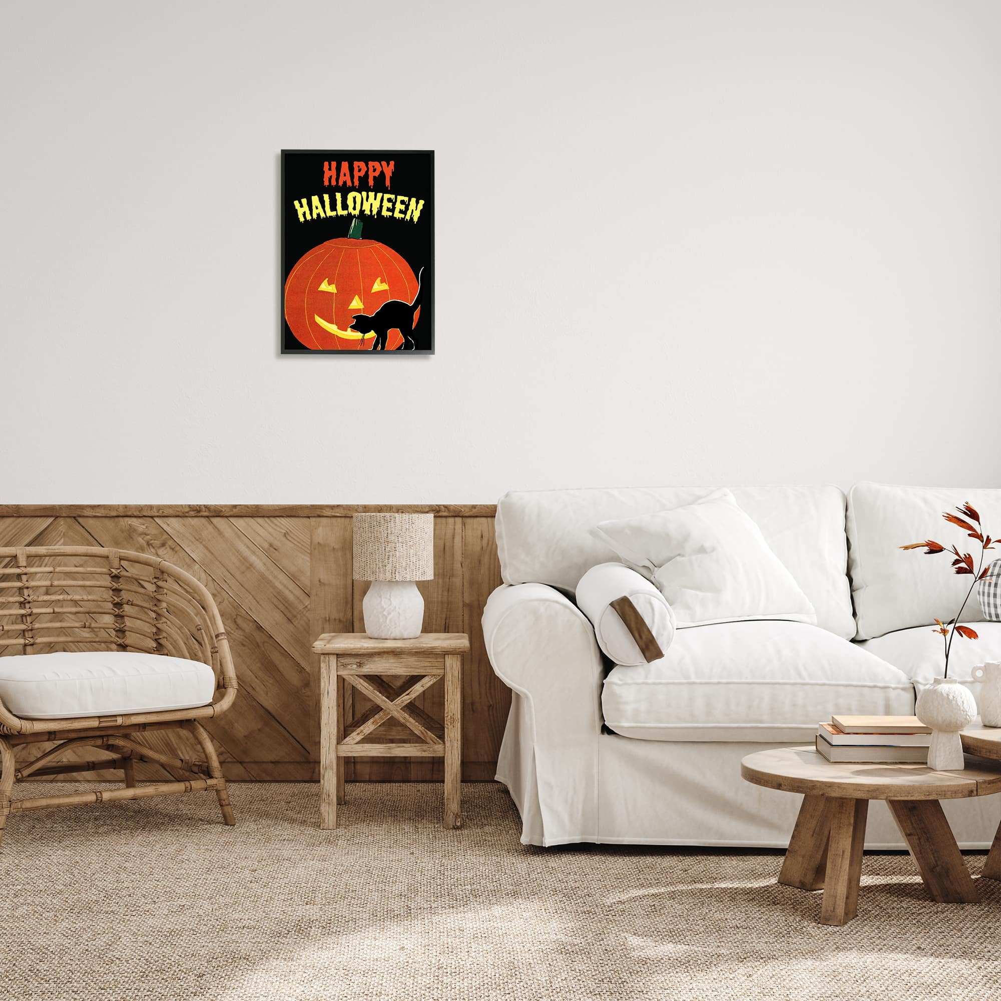 Stupell Industries Happy Halloween Haunted Jack-o-Lantern Framed Giclee Art
