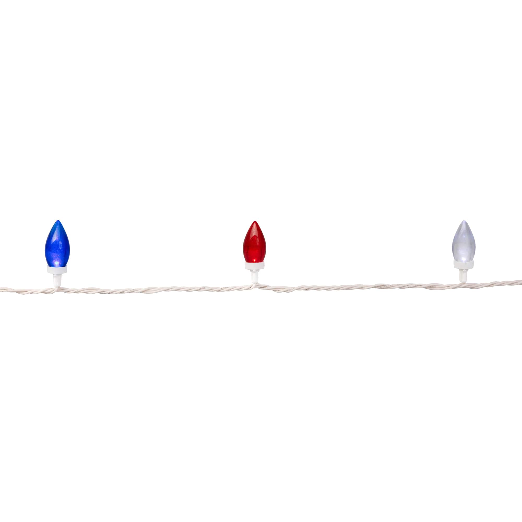 16ft. Red, White and Blue LED C9 Christmas Light Set on Wire, 25ct.
