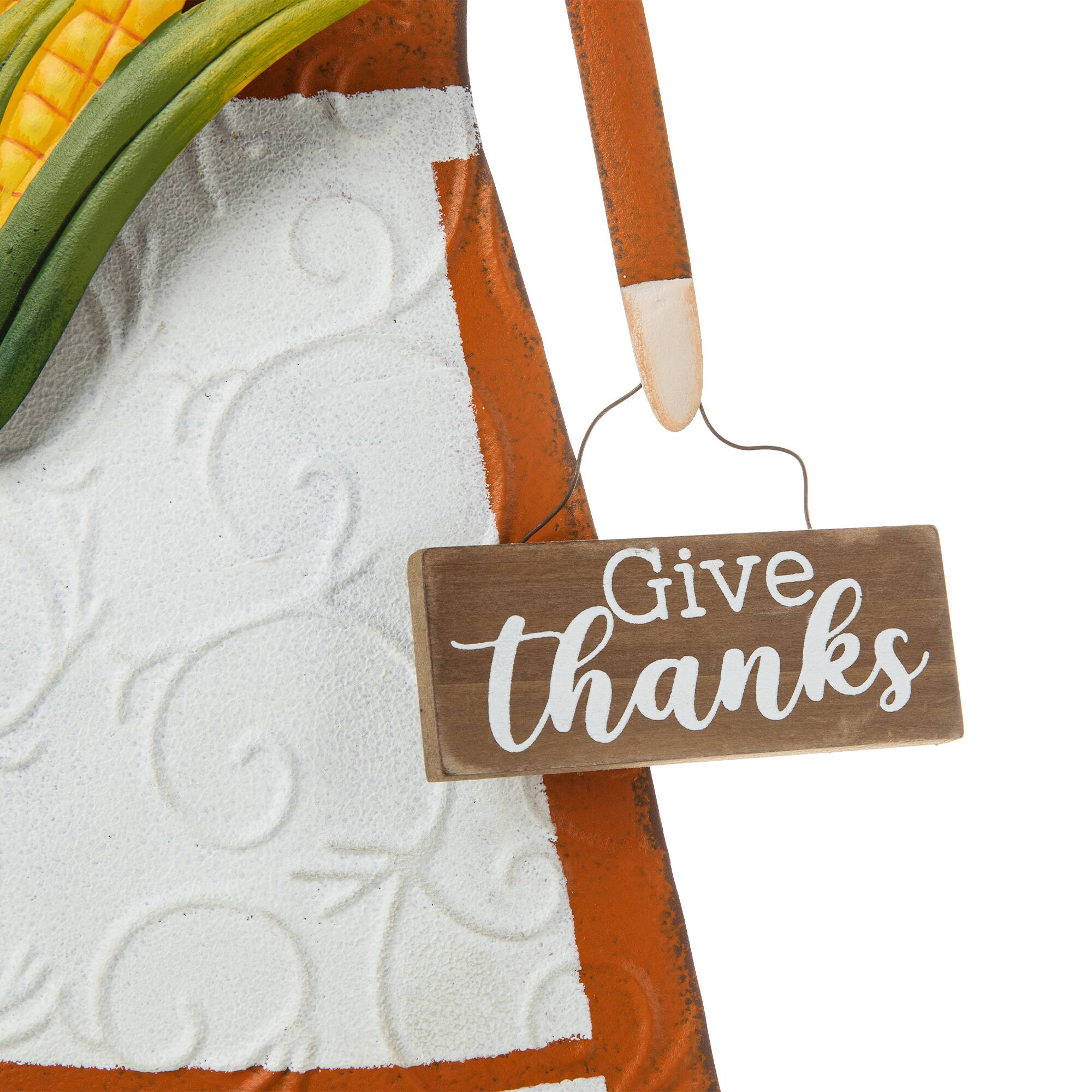Glitzhome® 36" Metal Thanksgiving Pilgrim Girl Standing Or Hanging Yard Stake