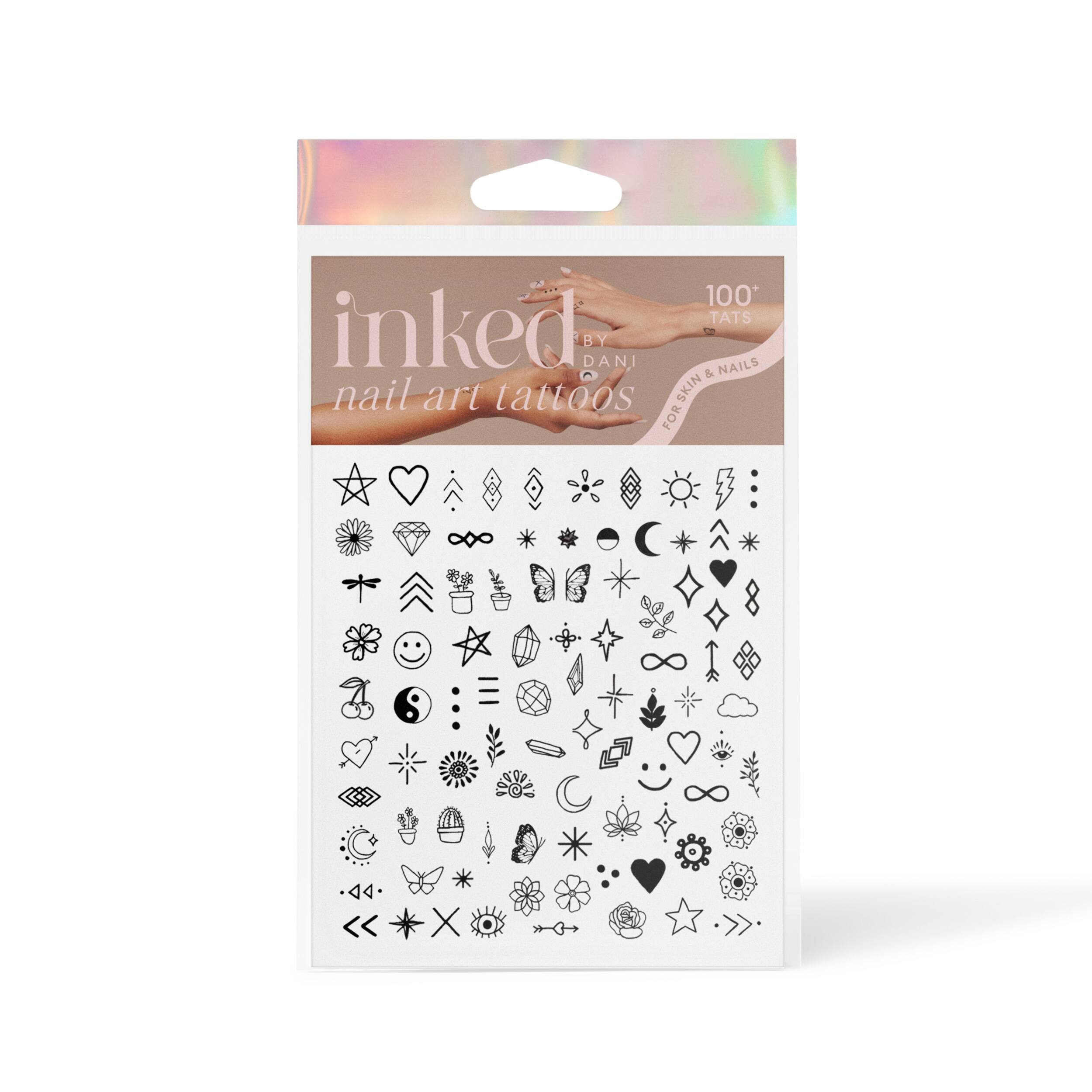 Inked by Dani B&W Nail Pack Hand Drawn Temporary Nail Art Tattoos